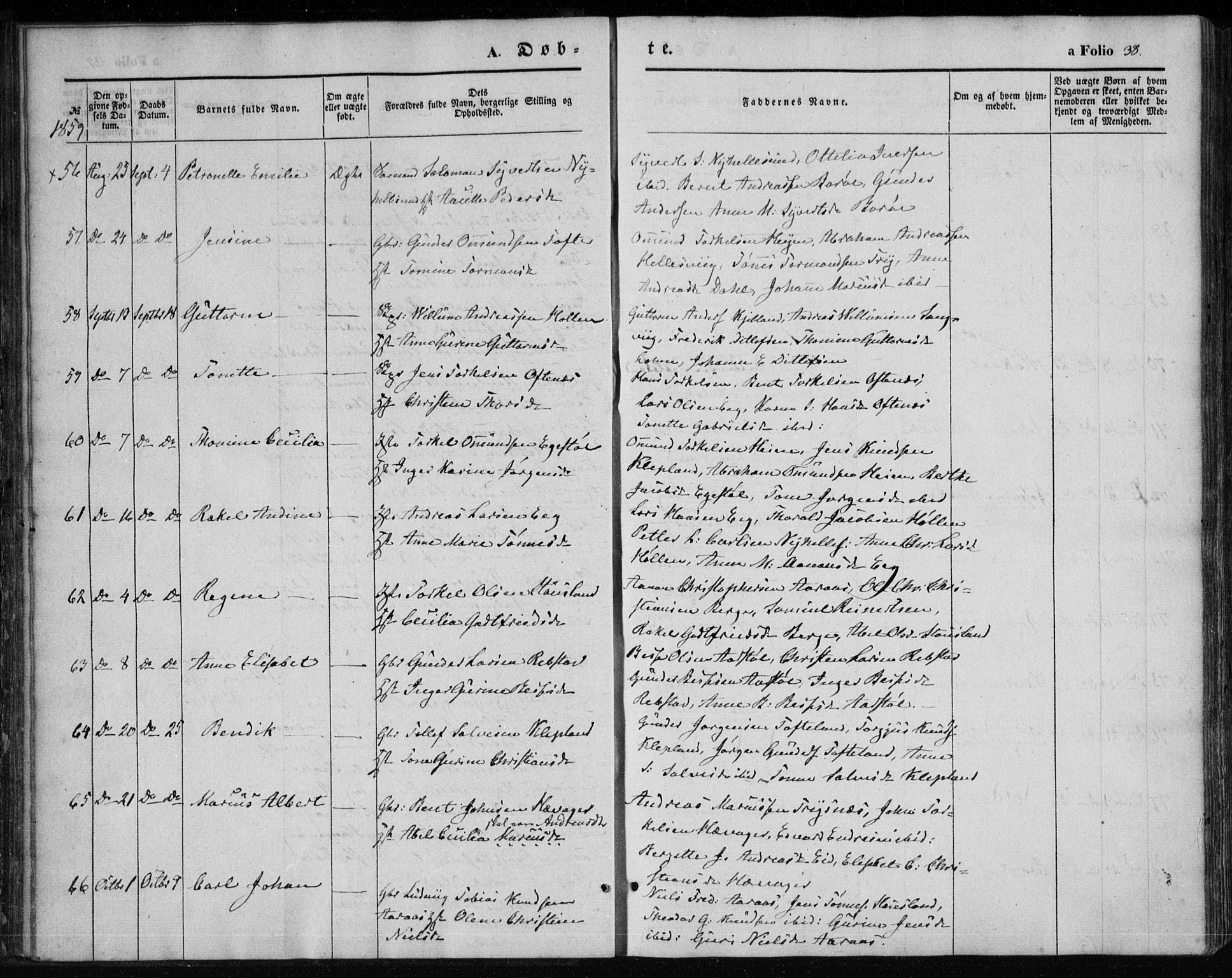 Søgne sokneprestkontor, AV/SAK-1111-0037/F/Fa/Fab/L0010: Parish register (official) no. A 10, 1853-1869, p. 38