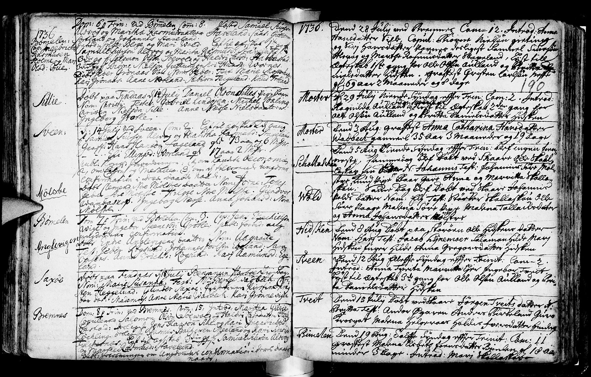 Finnås sokneprestembete, SAB/A-99925/H/Ha/Haa/Haaa/L0001: Parish register (official) no. A 1, 1718-1744, p. 190