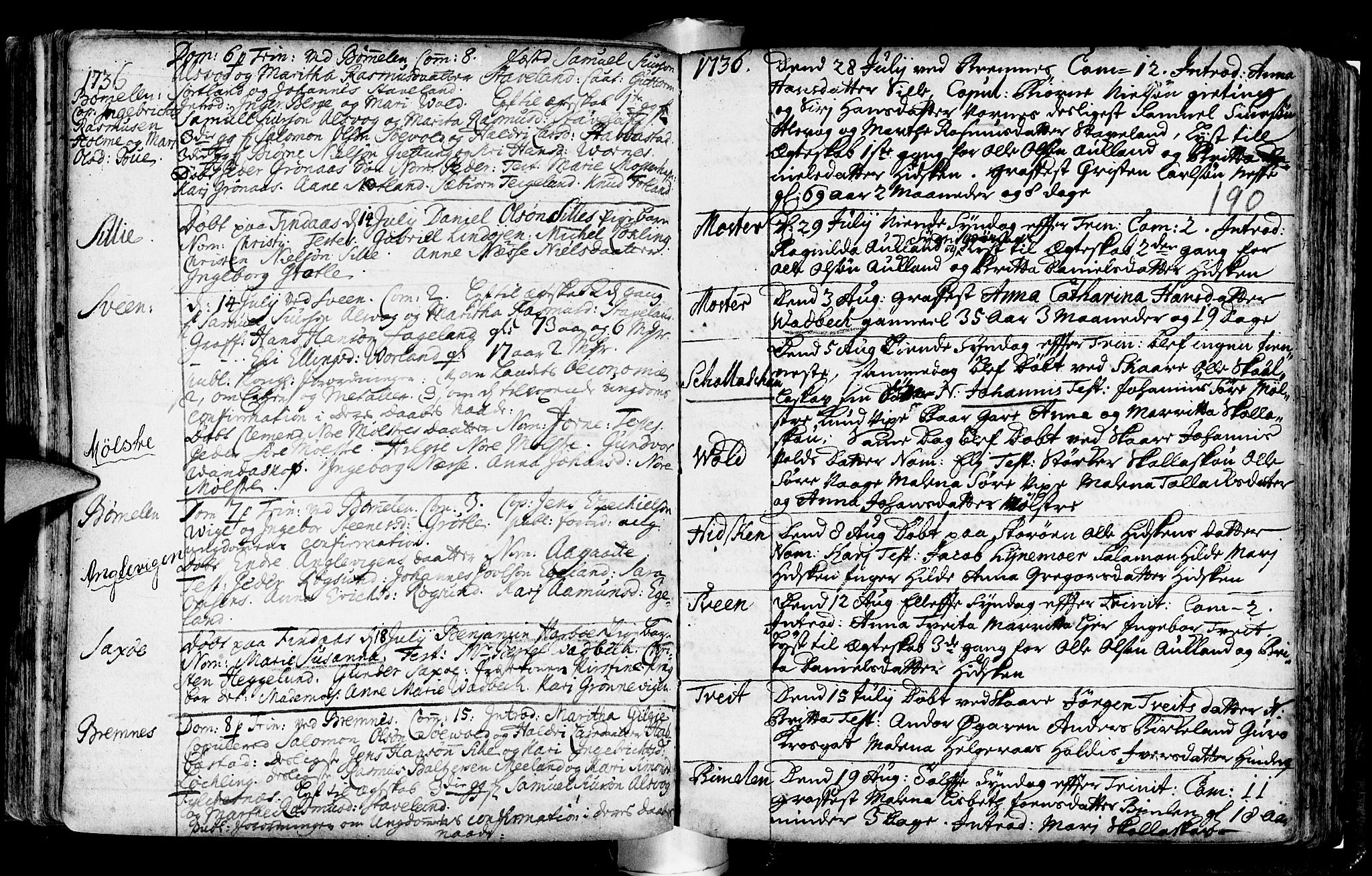 Finnås sokneprestembete, AV/SAB-A-99925/H/Ha/Haa/Haaa/L0001: Parish register (official) no. A 1, 1718-1744, p. 190