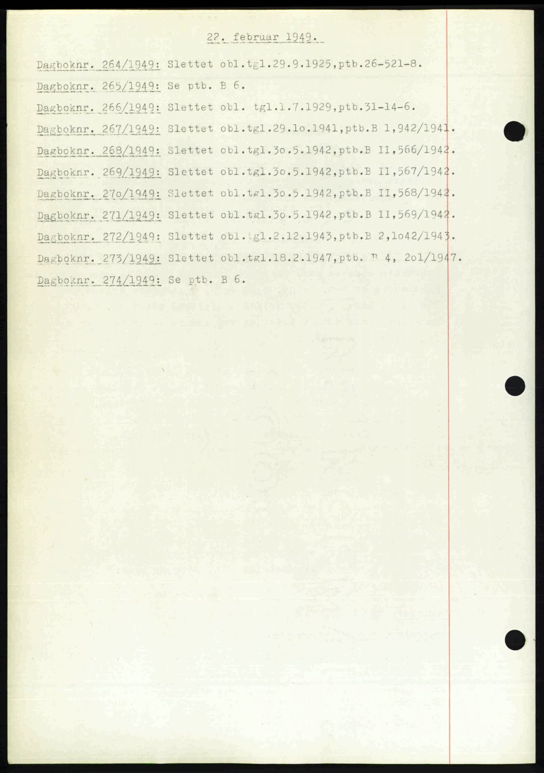 Nedenes sorenskriveri, SAK/1221-0006/G/Gb/Gba/L0060: Mortgage book no. A12, 1948-1949, Diary no: : 264/1949