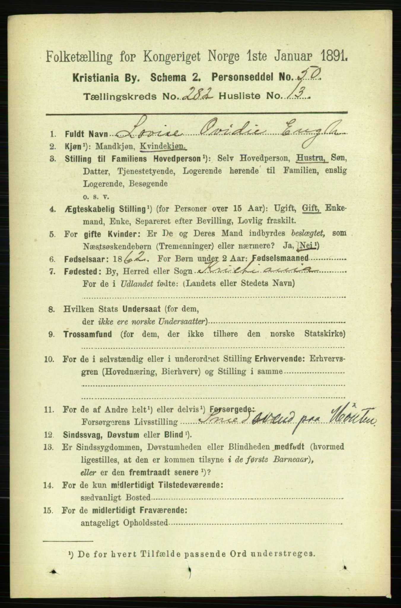 RA, 1891 census for 0301 Kristiania, 1891, p. 172086