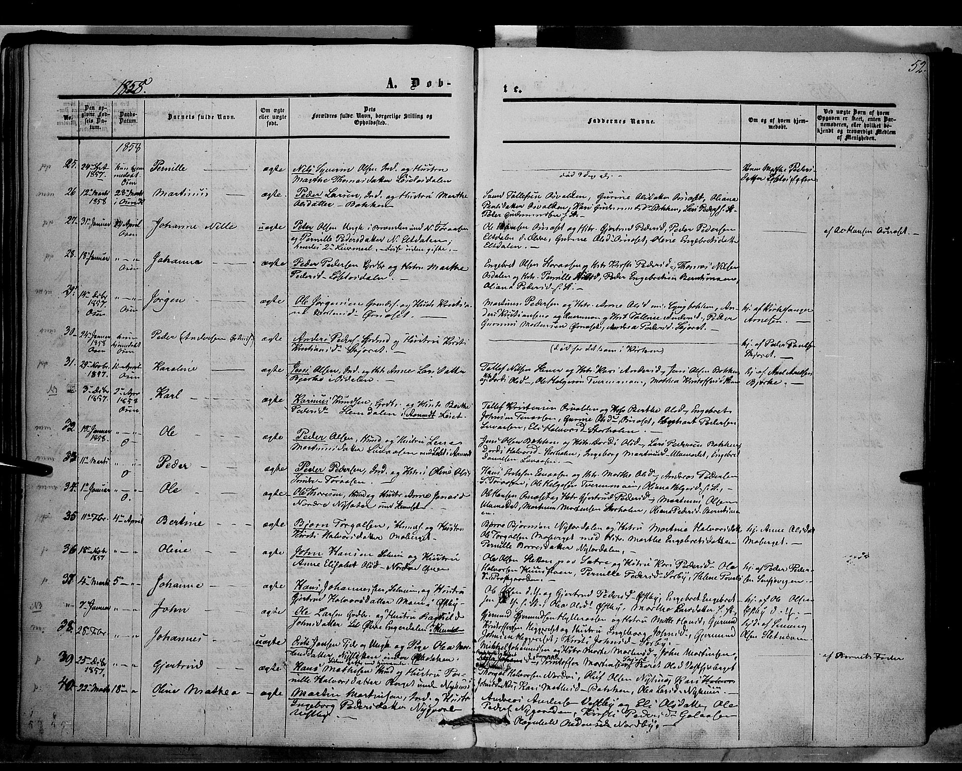 Trysil prestekontor, AV/SAH-PREST-046/H/Ha/Haa/L0005: Parish register (official) no. 5, 1851-1865, p. 52