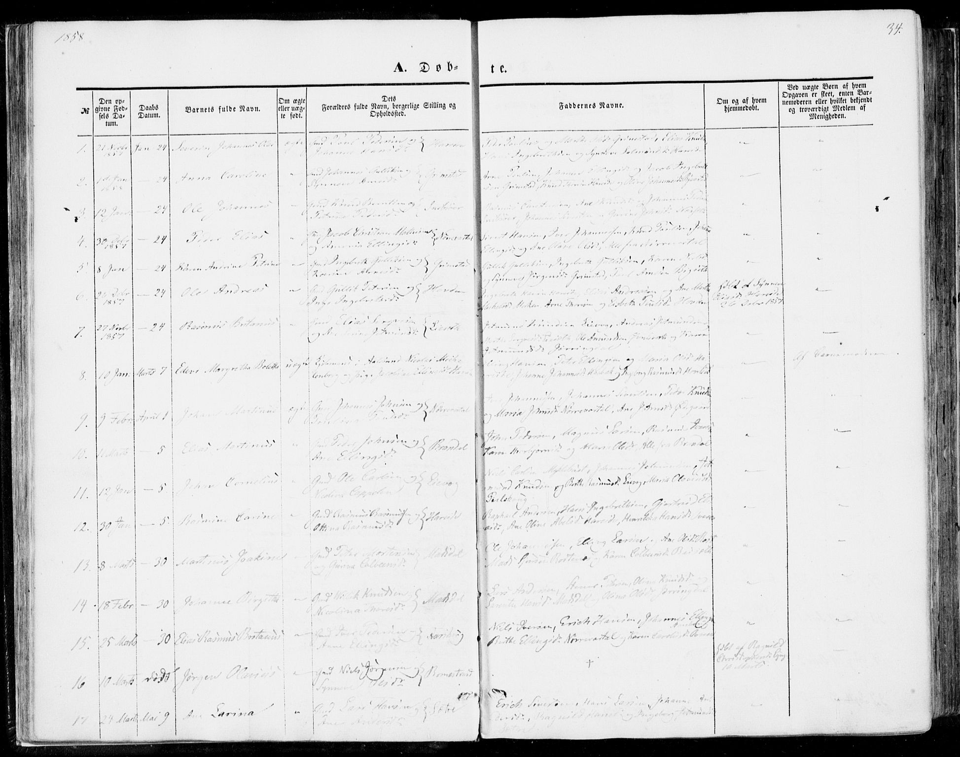 Ministerialprotokoller, klokkerbøker og fødselsregistre - Møre og Romsdal, SAT/A-1454/510/L0121: Parish register (official) no. 510A01, 1848-1877, p. 34