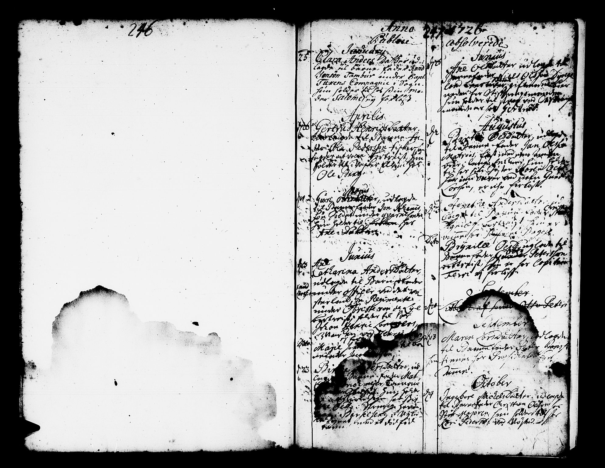 Domkirken sokneprestembete, SAB/A-74801/H/Haa/L0001: Parish register (official) no. A 1, 1719-1732, p. 246-247