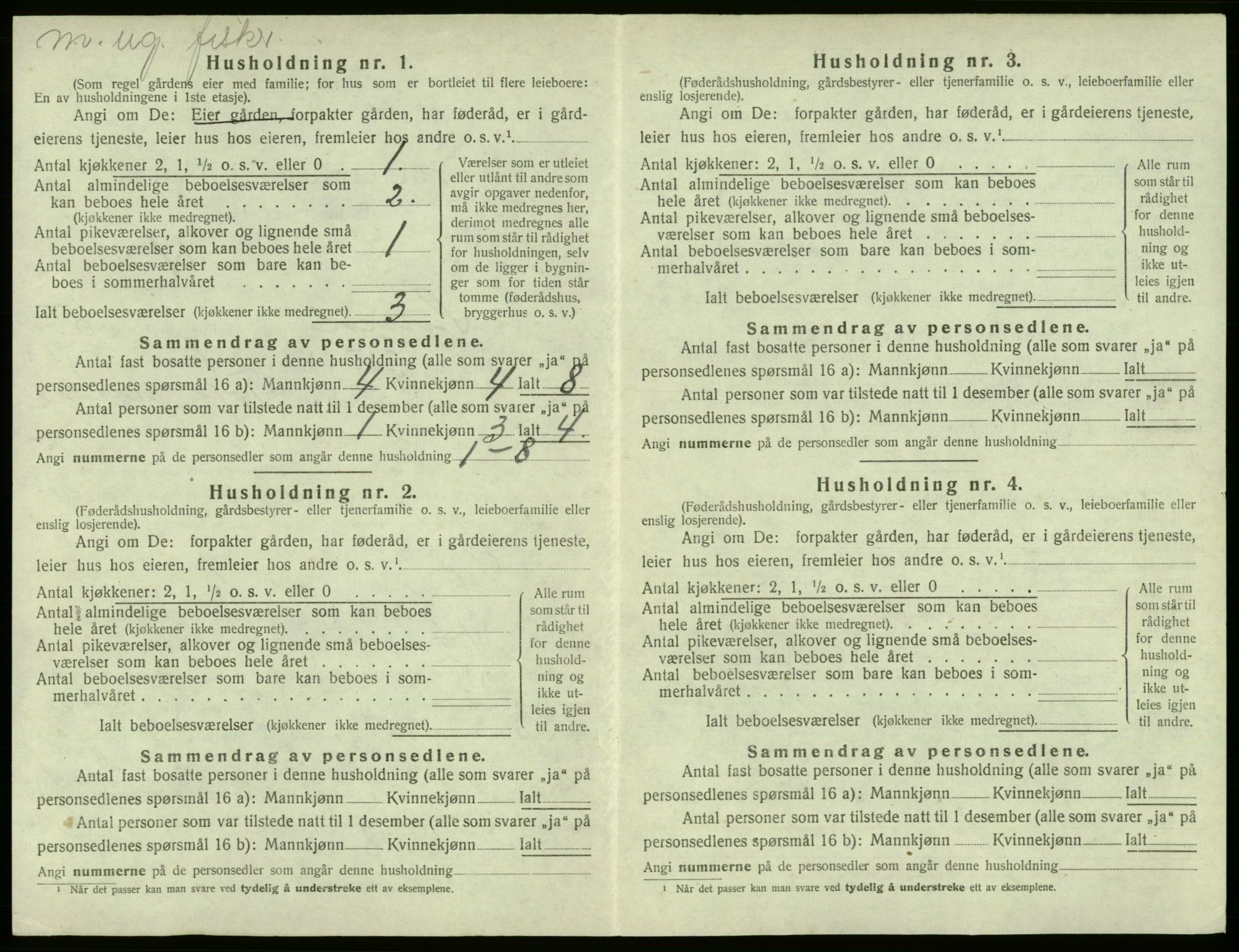 SAB, 1920 census for Sund, 1920, p. 491