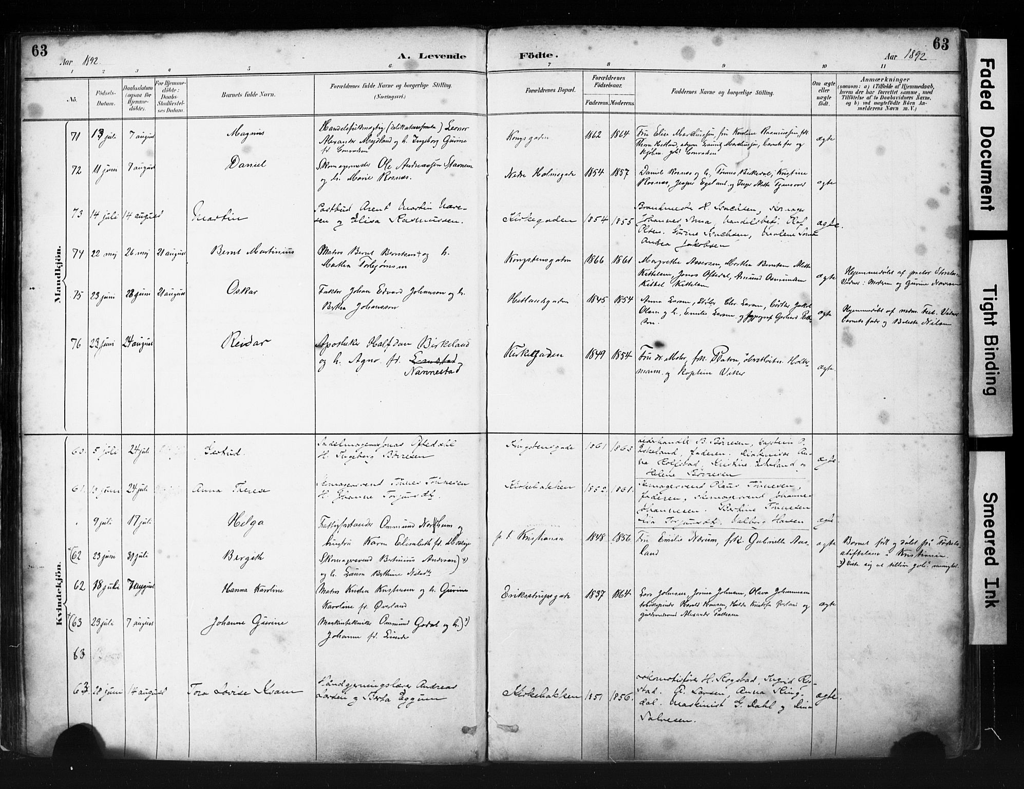 St. Petri sokneprestkontor, SAST/A-101813/001/30/30BA/L0019: Parish register (official) no. A 20, 1888-1901, p. 63