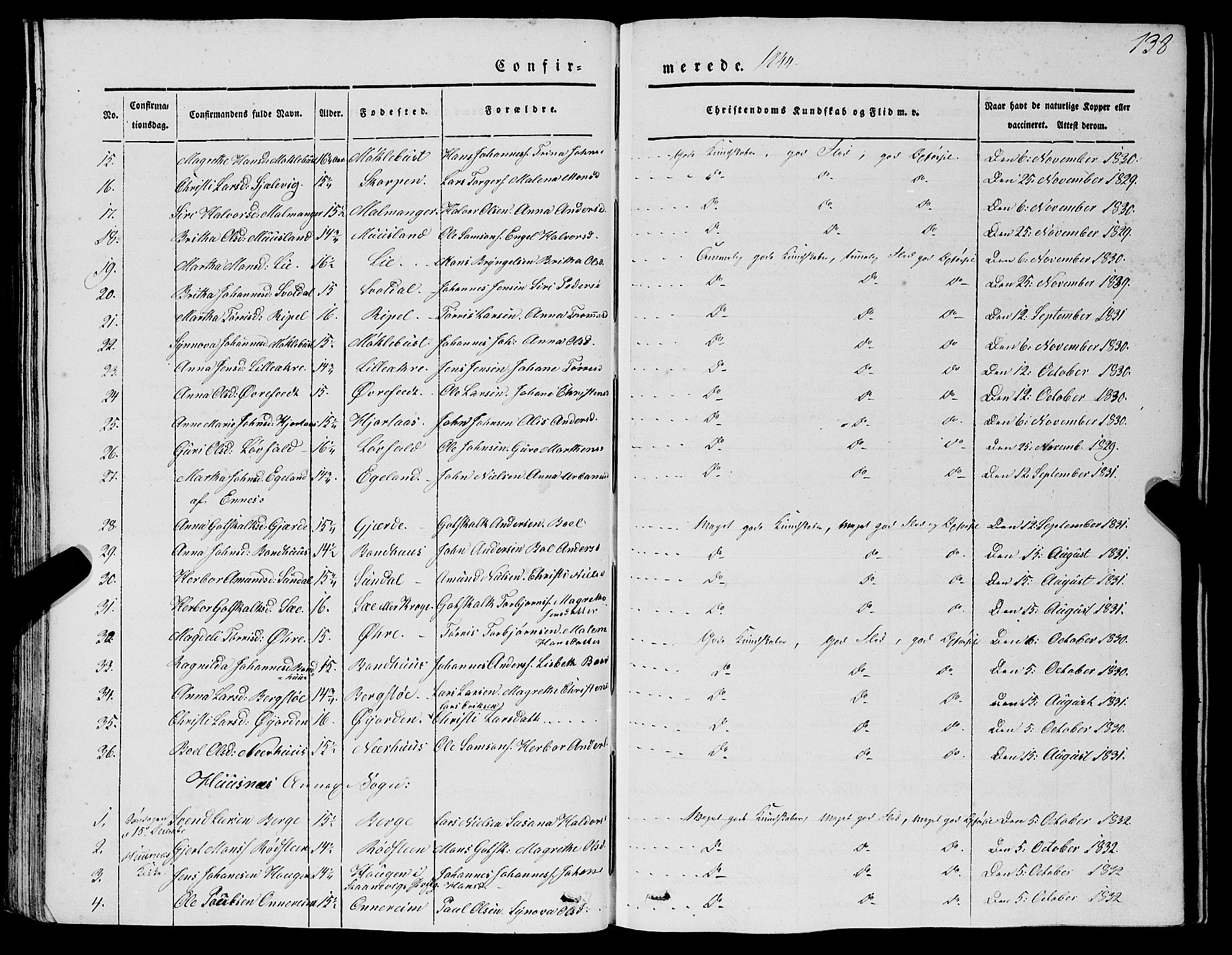 Kvinnherad sokneprestembete, AV/SAB-A-76401/H/Haa: Parish register (official) no. A 7, 1843-1853, p. 138