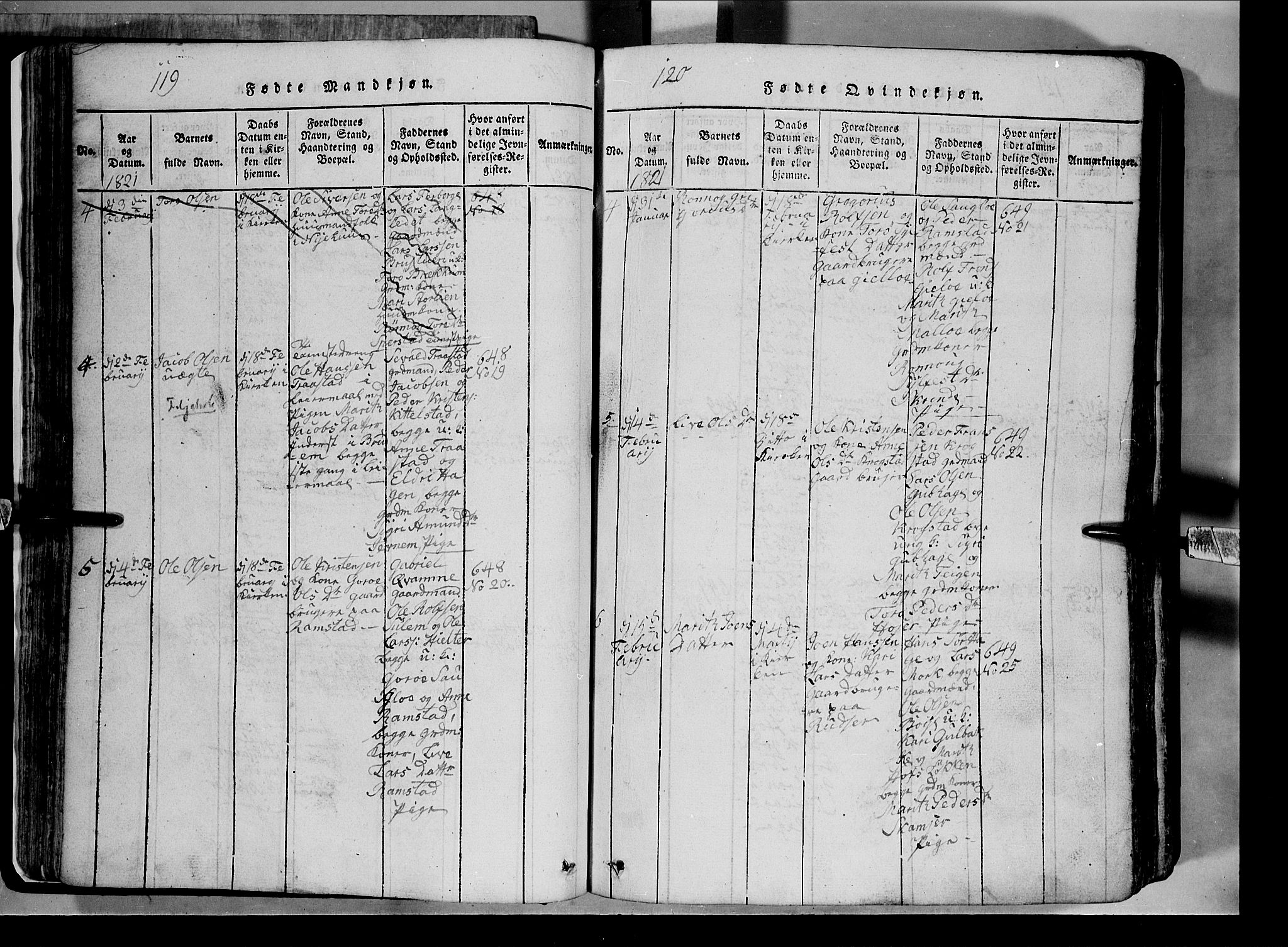 Lom prestekontor, SAH/PREST-070/L/L0003: Parish register (copy) no. 3, 1815-1844, p. 119-120