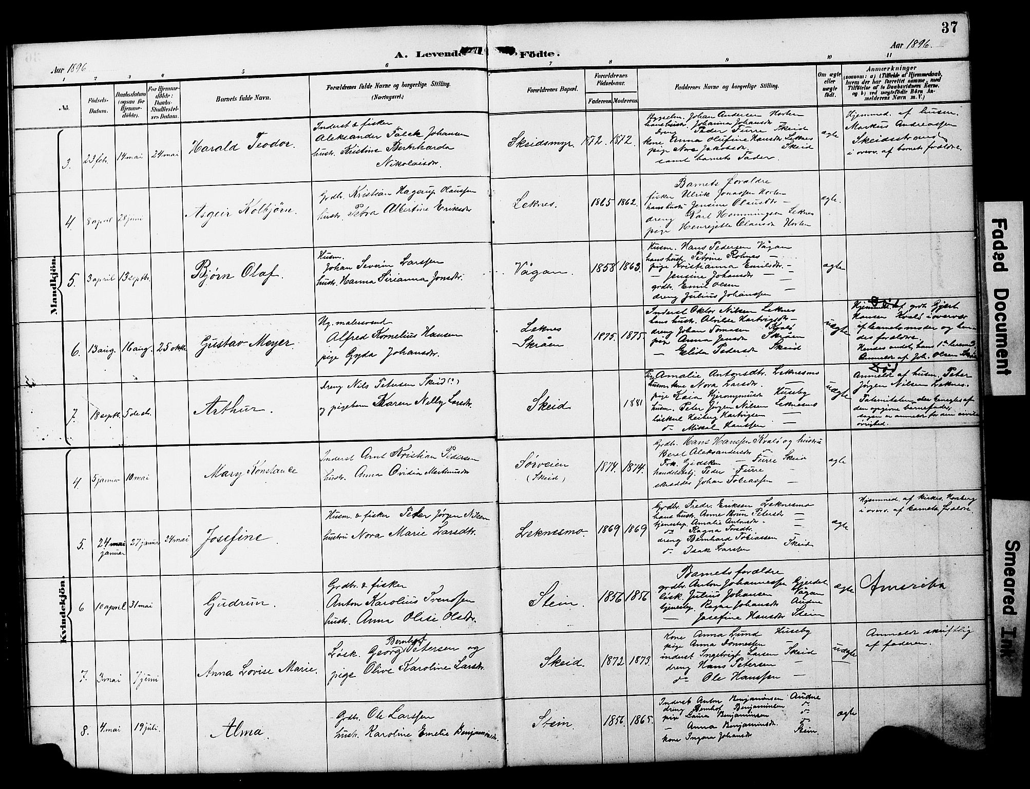 Ministerialprotokoller, klokkerbøker og fødselsregistre - Nord-Trøndelag, AV/SAT-A-1458/788/L0701: Parish register (copy) no. 788C01, 1888-1913, p. 37