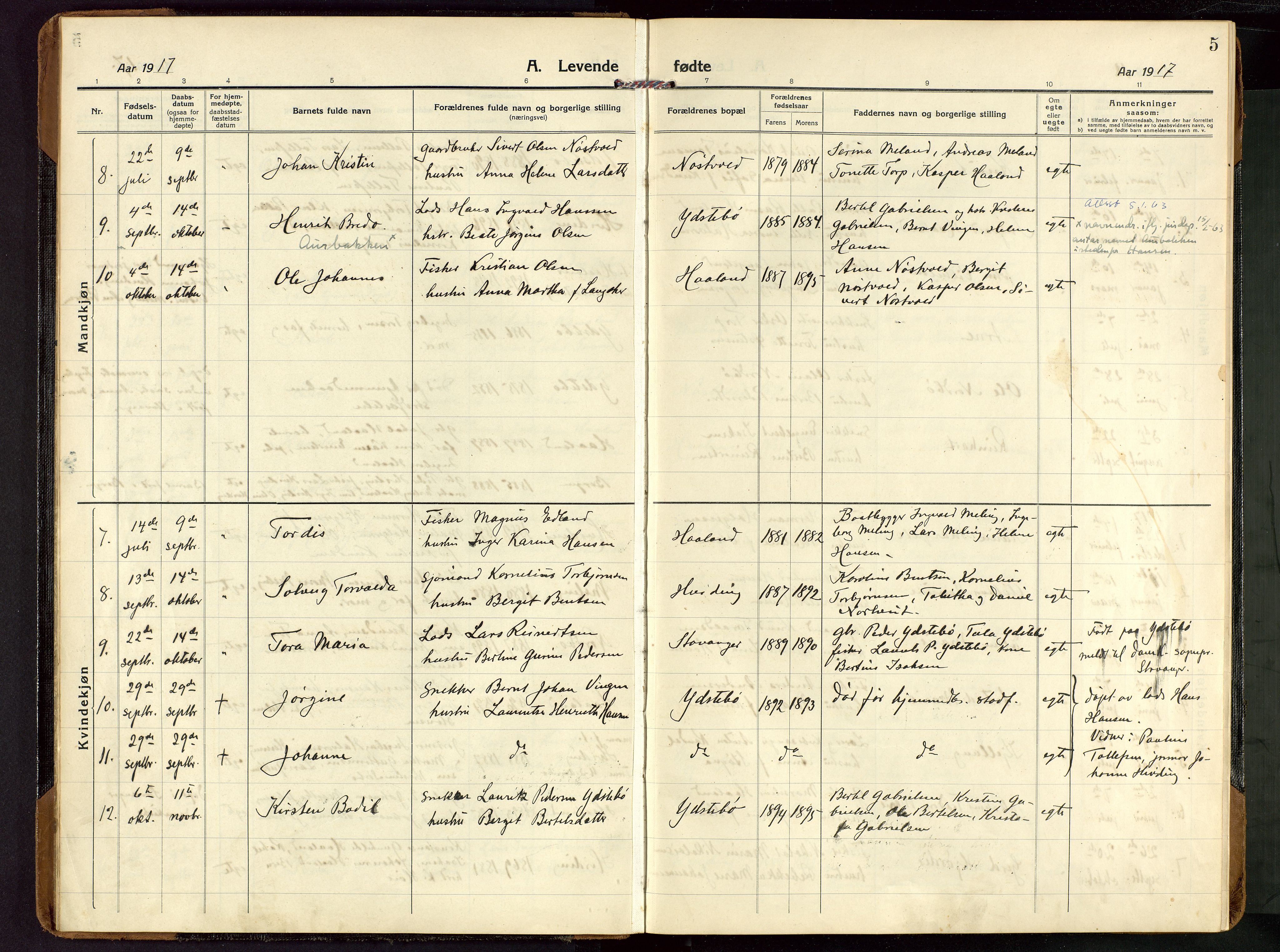 Rennesøy sokneprestkontor, AV/SAST-A -101827/H/Ha/Haa/L0018: Parish register (official) no. A 18, 1917-1937, p. 5