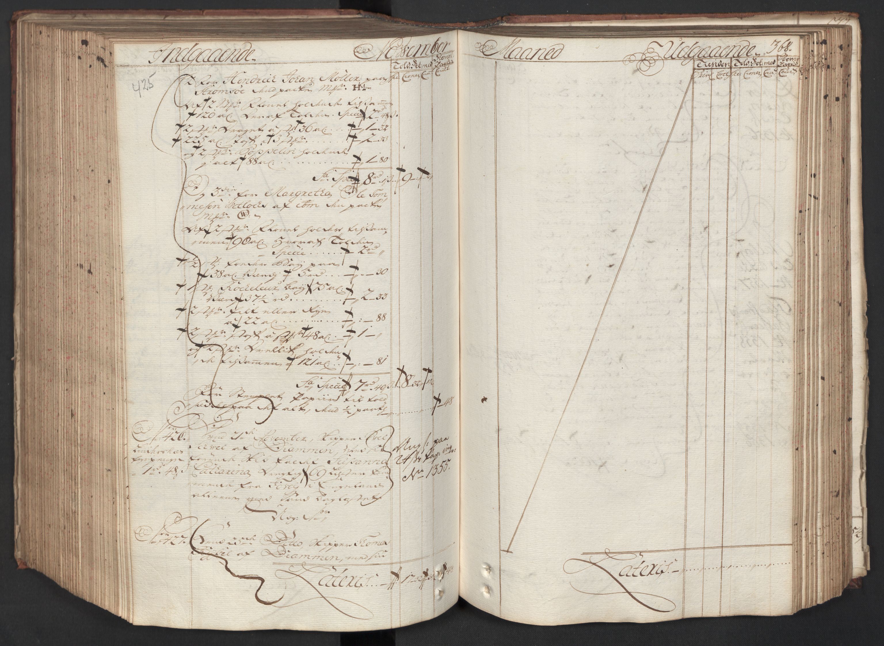 Generaltollkammeret, tollregnskaper, AV/RA-EA-5490/R08/L0012/0001: Tollregnskaper Drammen / Hovedtollbok, 1733, p. 367b-368a