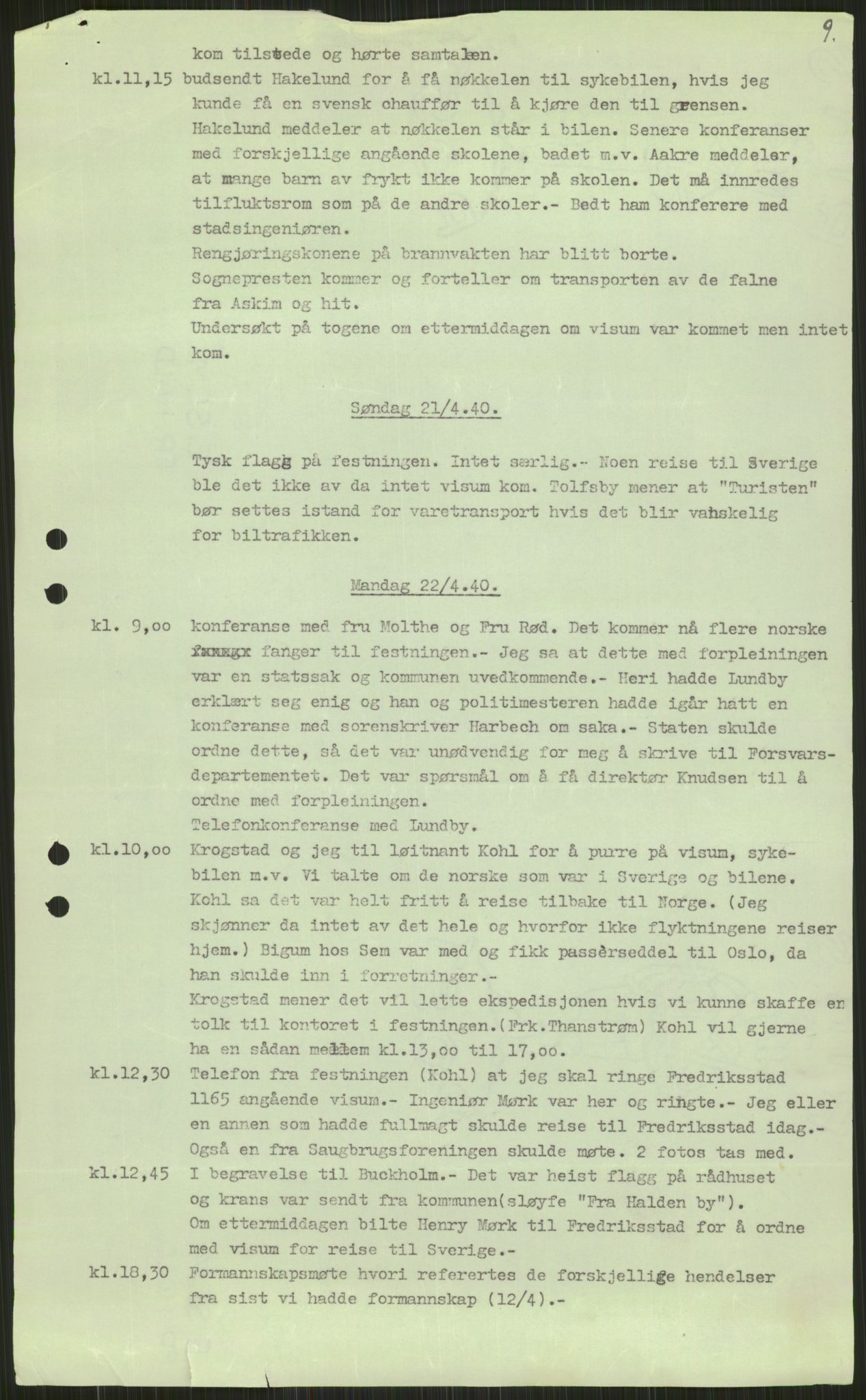 Forsvaret, Forsvarets krigshistoriske avdeling, AV/RA-RAFA-2017/Y/Ya/L0013: II-C-11-31 - Fylkesmenn.  Rapporter om krigsbegivenhetene 1940., 1940, p. 75