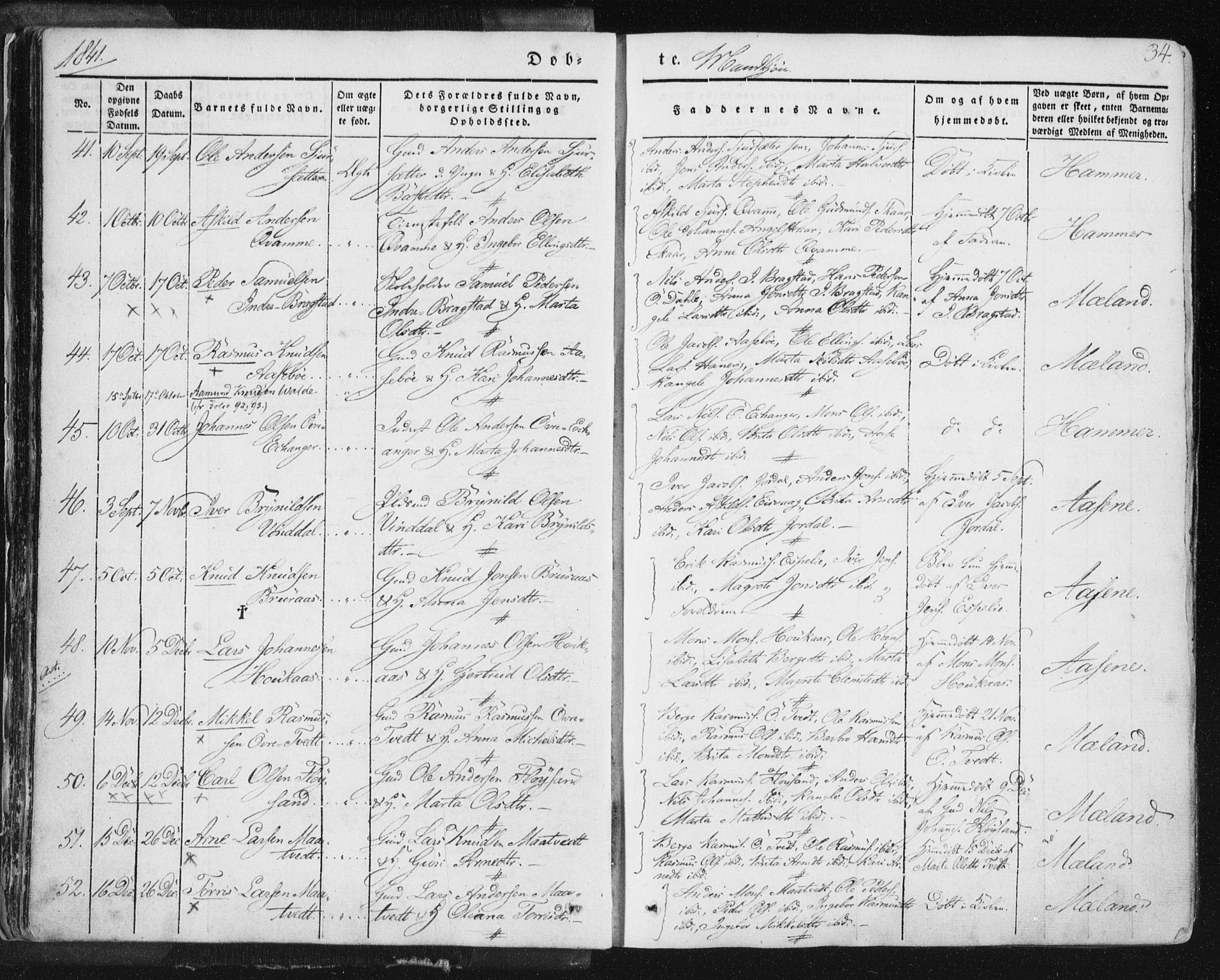 Hamre sokneprestembete, AV/SAB-A-75501/H/Ha/Haa/Haaa/L0012: Parish register (official) no. A 12, 1834-1845, p. 34