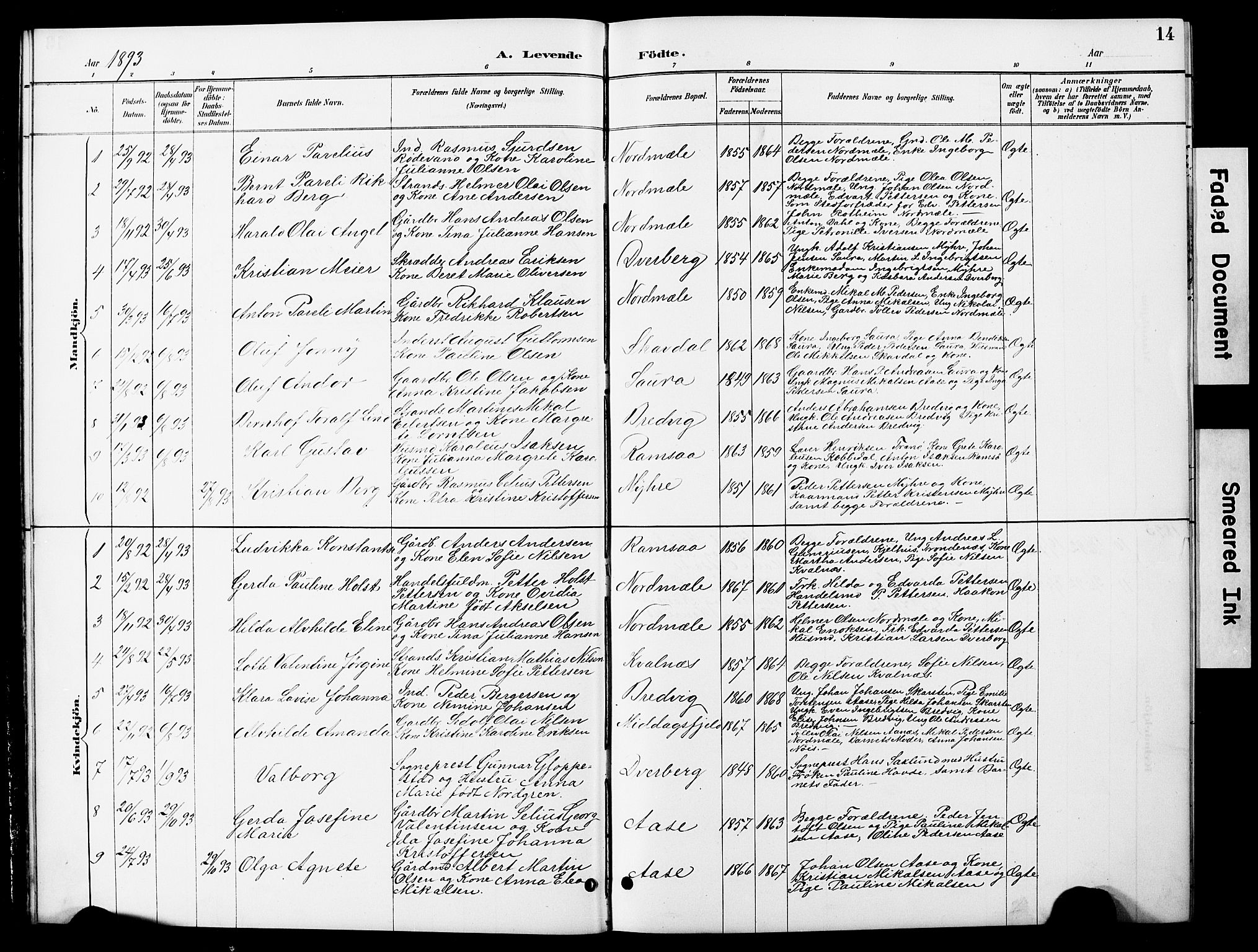 Ministerialprotokoller, klokkerbøker og fødselsregistre - Nordland, SAT/A-1459/897/L1413: Parish register (copy) no. 897C03, 1887-1903, p. 14