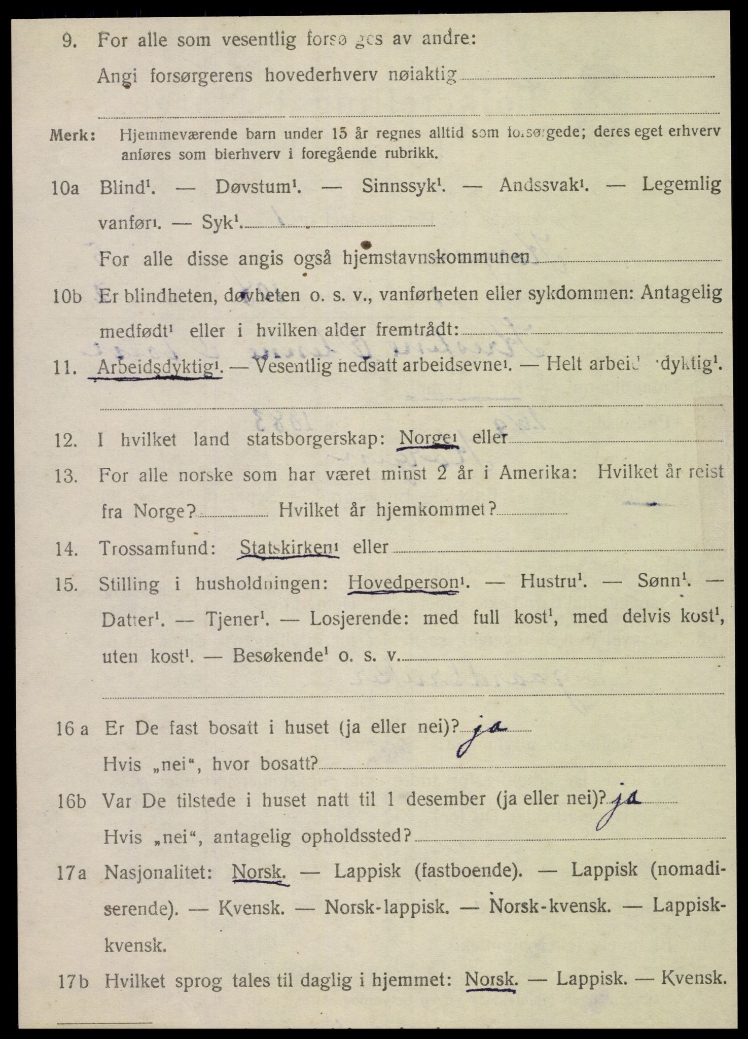 SAT, 1920 census for Korgen, 1920, p. 2081