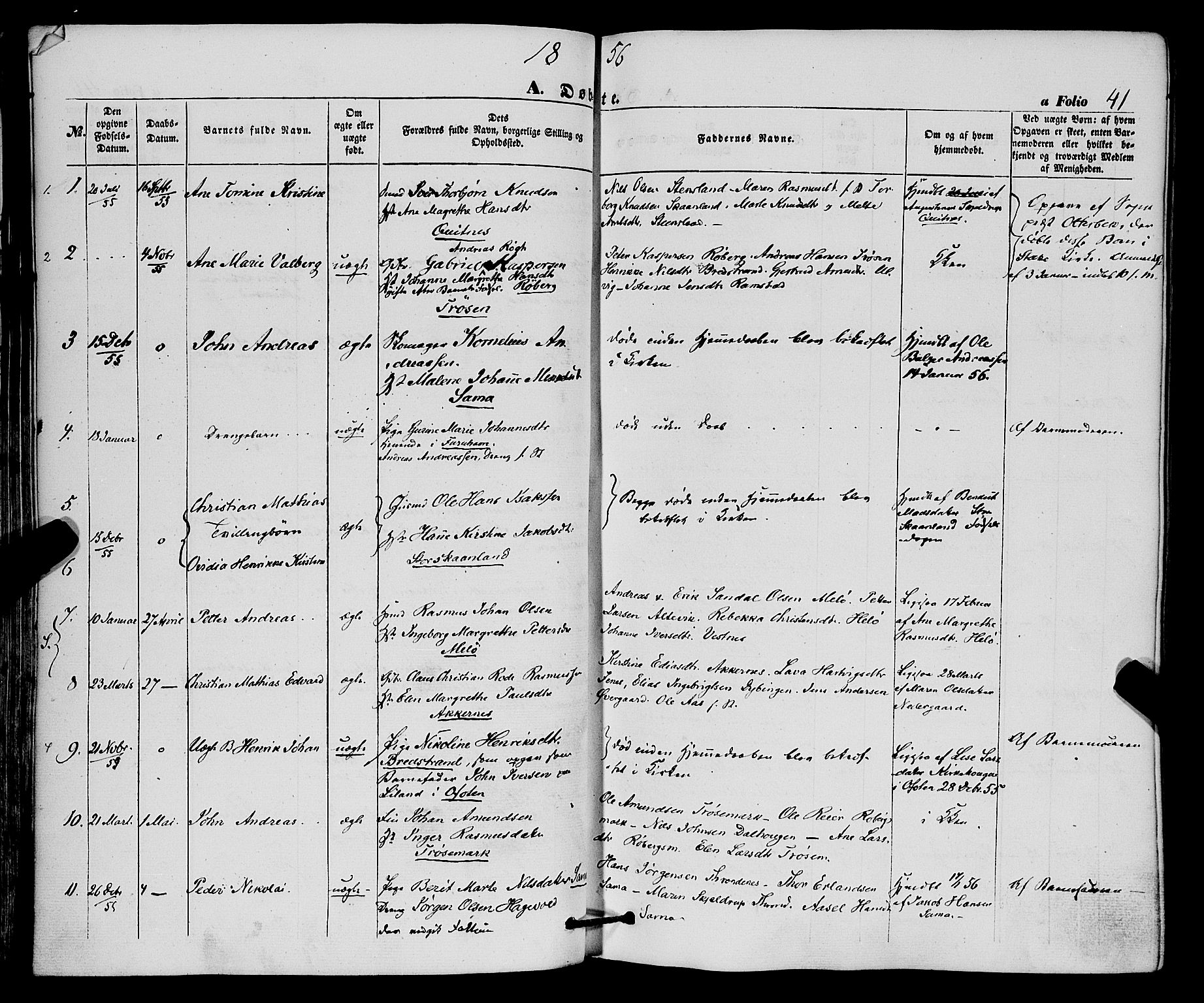 Trondenes sokneprestkontor, SATØ/S-1319/H/Ha/L0011kirke: Parish register (official) no. 11, 1853-1862, p. 41