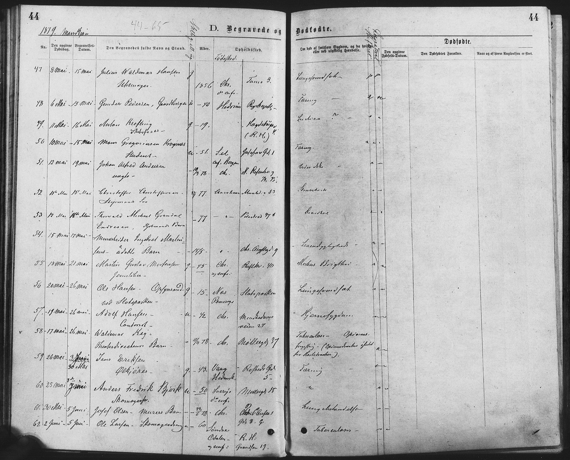 Trefoldighet prestekontor Kirkebøker, AV/SAO-A-10882/F/Fd/L0002: Parish register (official) no. IV 2, 1877-1885, p. 44