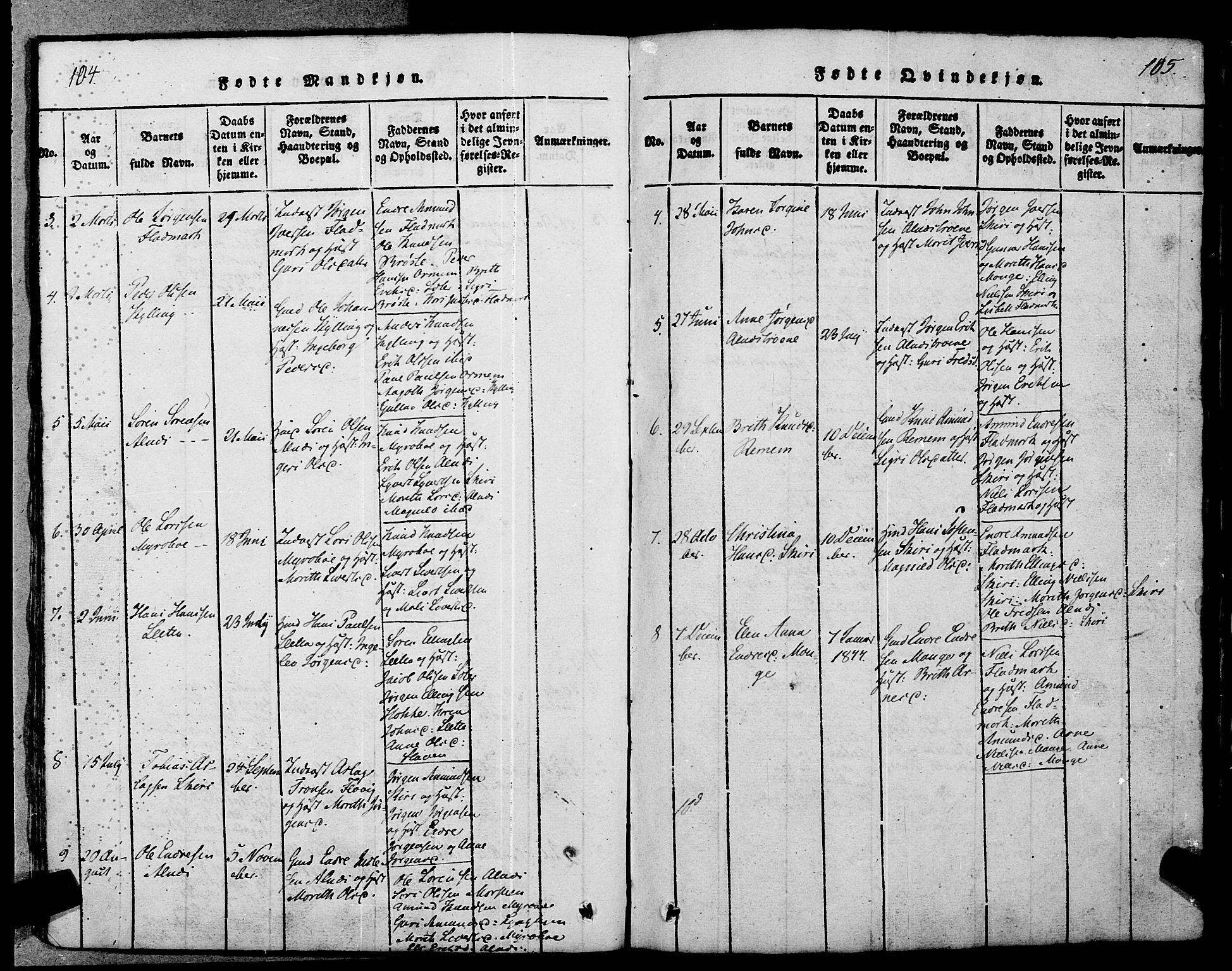 Ministerialprotokoller, klokkerbøker og fødselsregistre - Møre og Romsdal, AV/SAT-A-1454/546/L0593: Parish register (official) no. 546A01, 1818-1853, p. 104-105