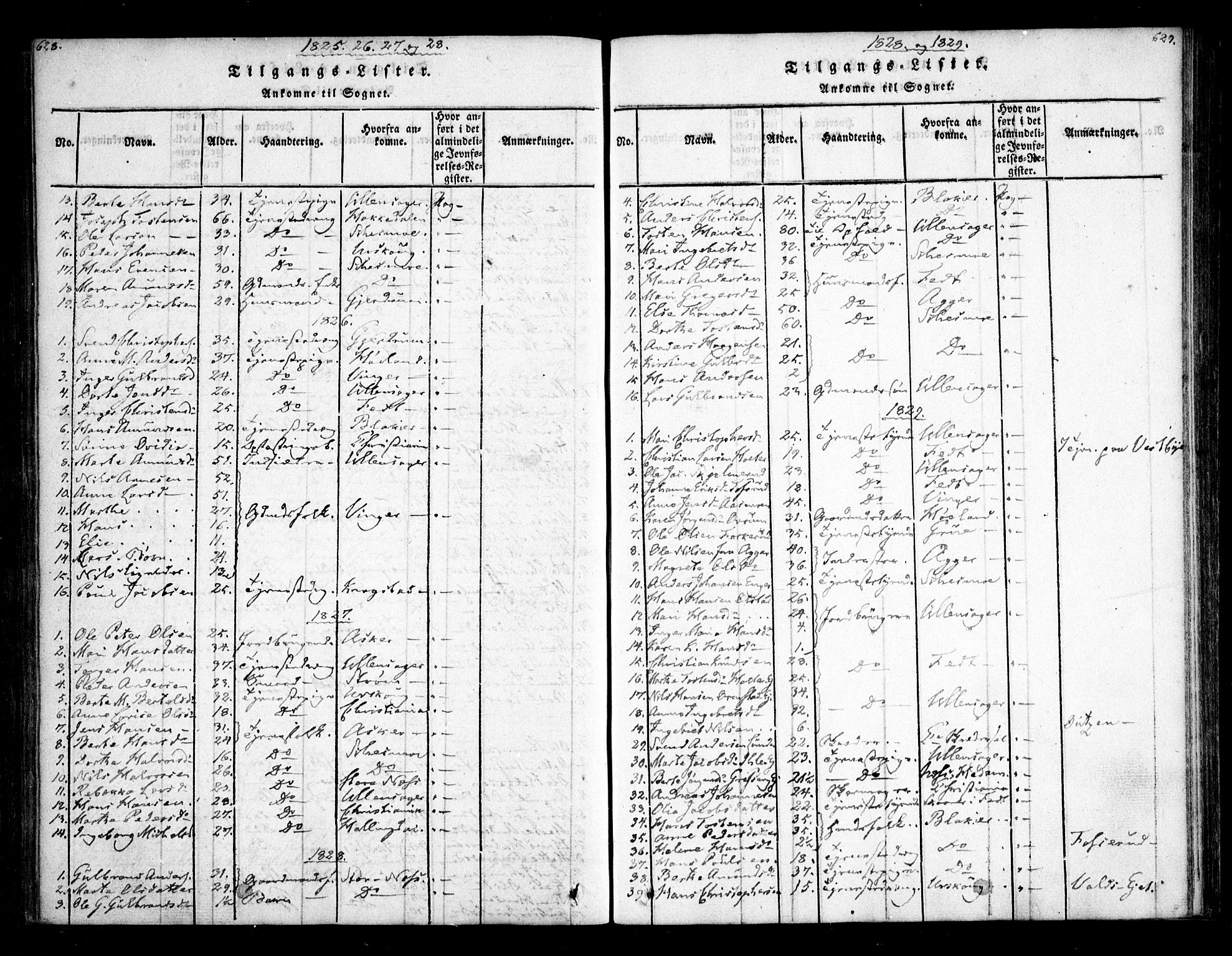 Sørum prestekontor Kirkebøker, SAO/A-10303/F/Fa/L0003: Parish register (official) no. I 3, 1814-1829, p. 628-629
