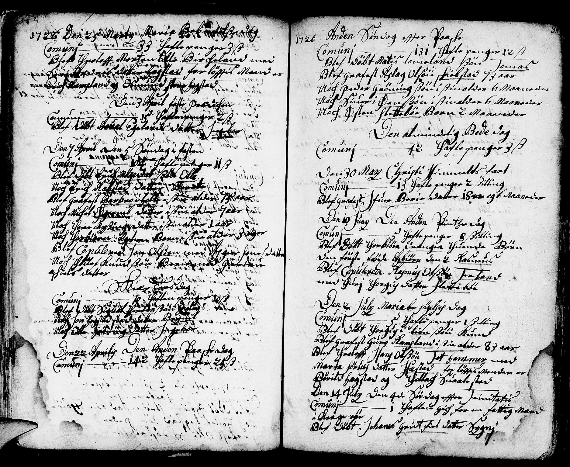 Helleland sokneprestkontor, SAST/A-101810: Parish register (official) no. A 1 /1, 1713-1761, p. 38
