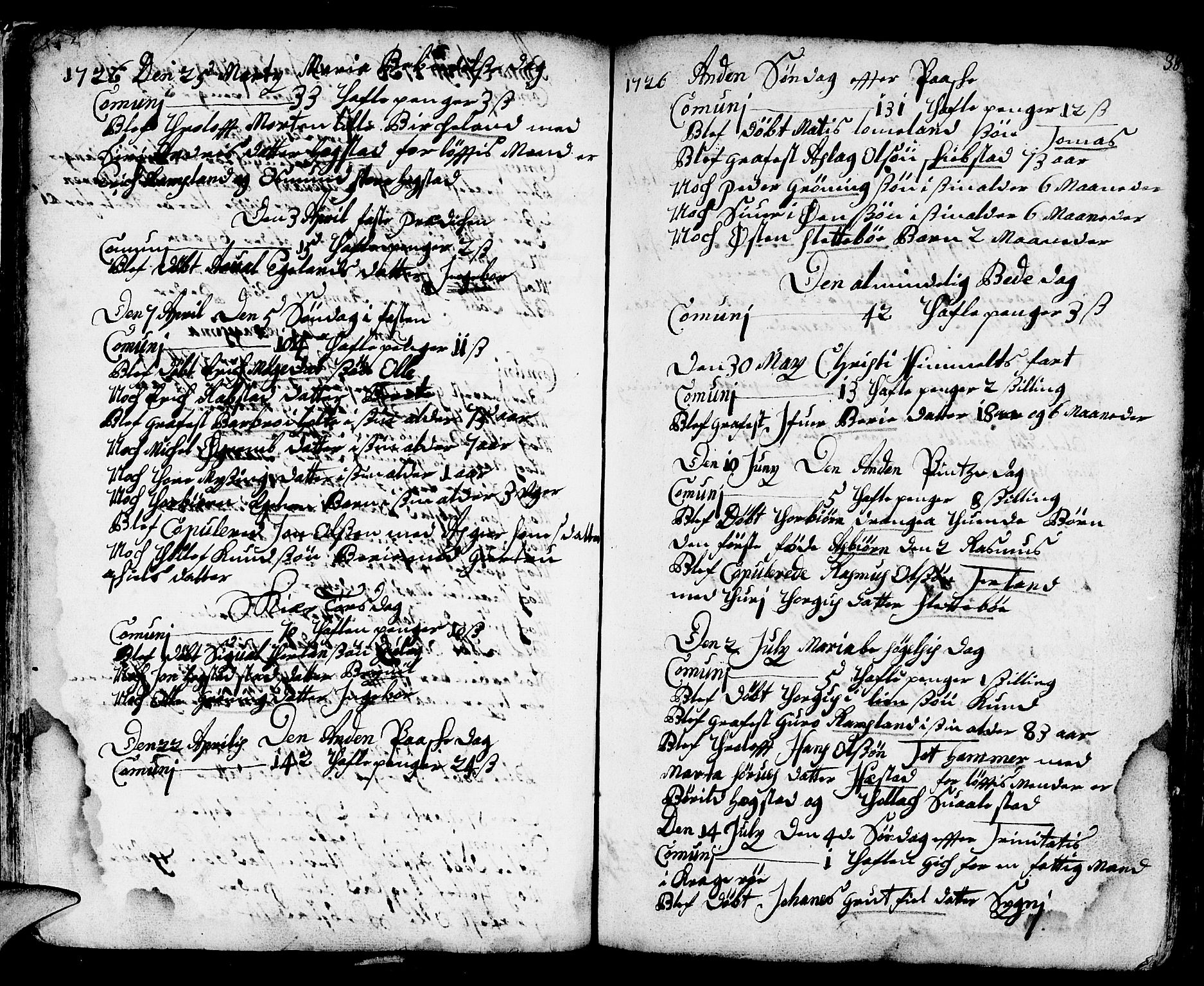 Helleland sokneprestkontor, AV/SAST-A-101810: Parish register (official) no. A 1 /1, 1713-1761, p. 38