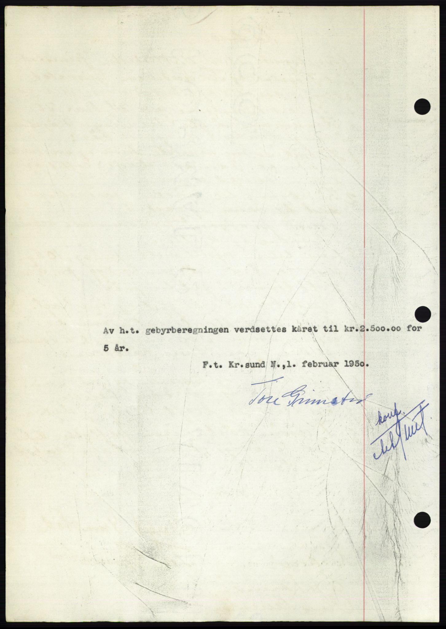 Nordmøre sorenskriveri, AV/SAT-A-4132/1/2/2Ca: Mortgage book no. B103, 1949-1950, Diary no: : 317/1950