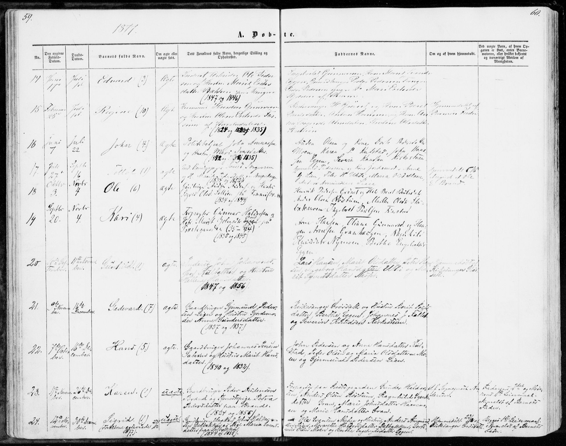 Sollia prestekontor, AV/SAH-PREST-050/H/Ha/Haa/L0001: Parish register (official) no. 1, 1856-1885, p. 59-60