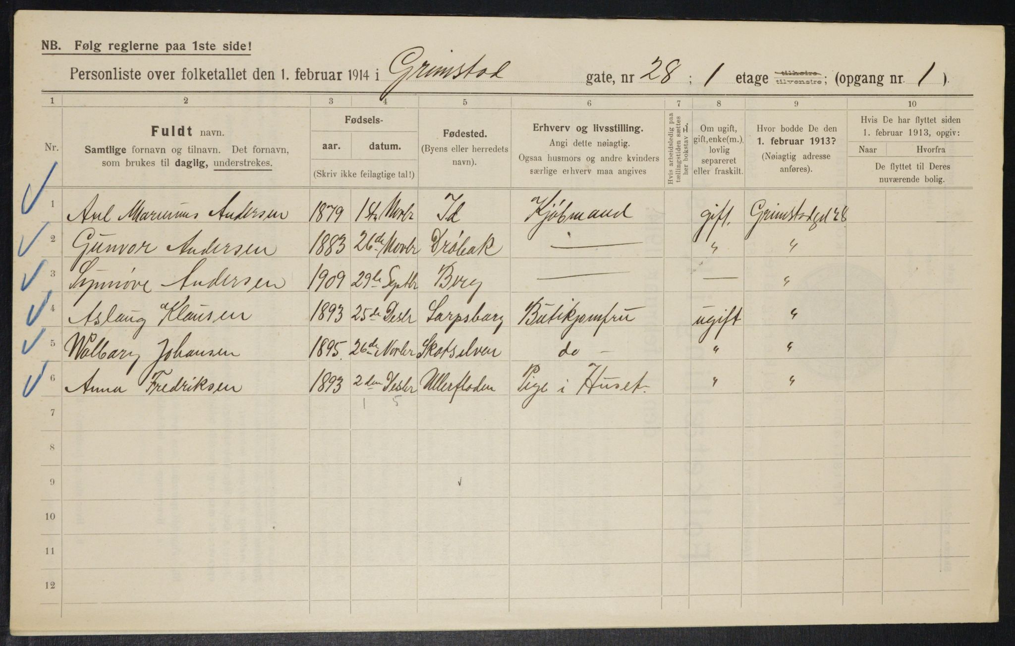 OBA, Municipal Census 1914 for Kristiania, 1914, p. 30287