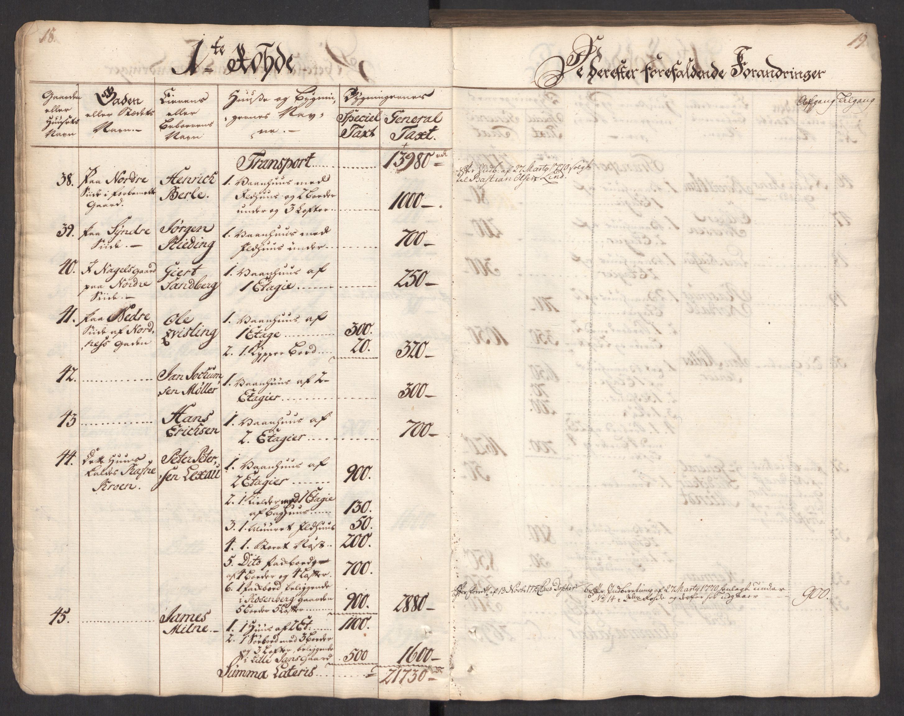 Kommersekollegiet, Brannforsikringskontoret 1767-1814, AV/RA-EA-5458/F/Fa/L0004/0002: Bergen / Branntakstprotokoll, 1767, p. 18-19