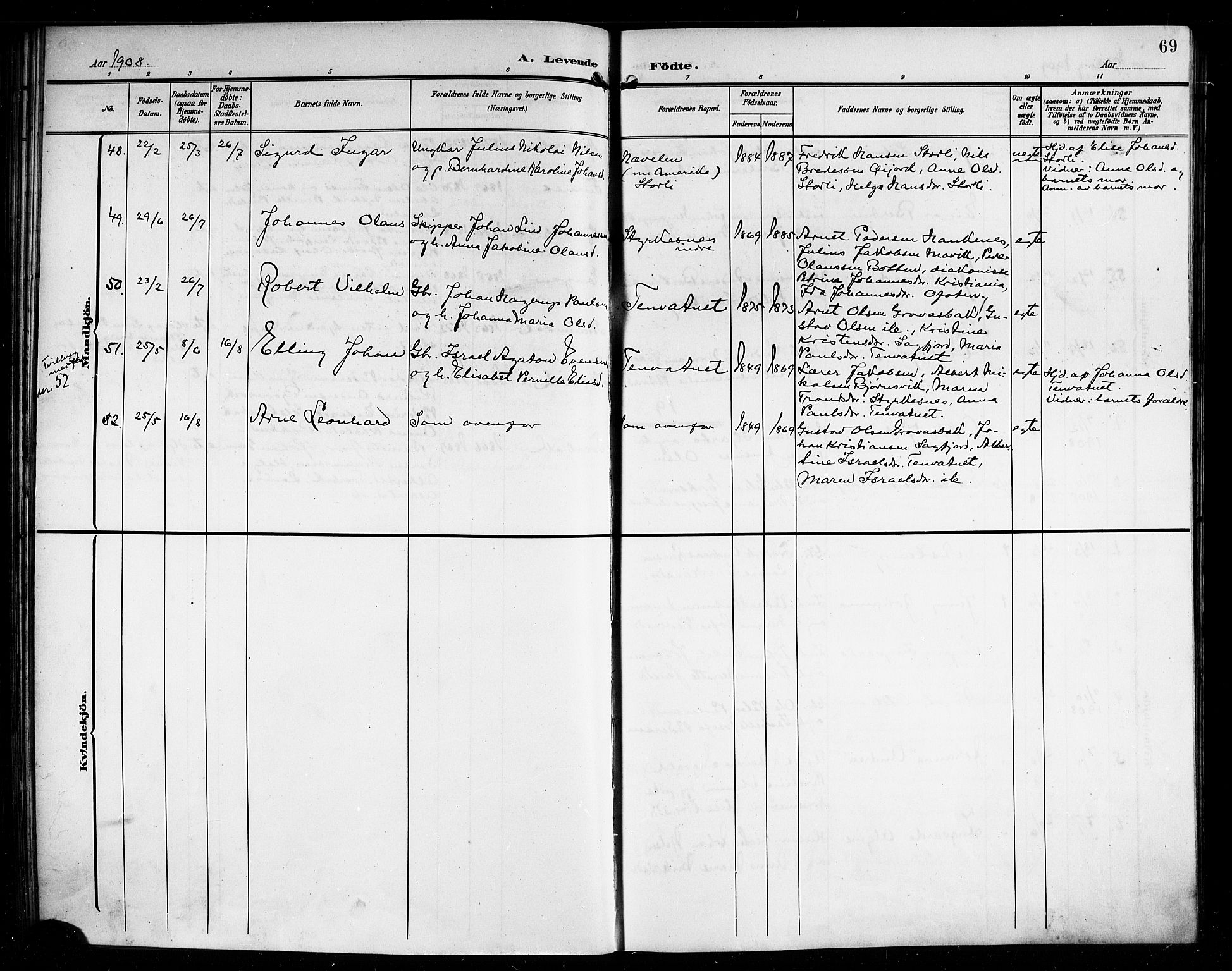 Ministerialprotokoller, klokkerbøker og fødselsregistre - Nordland, AV/SAT-A-1459/854/L0786: Parish register (copy) no. 854C02, 1901-1912, p. 69