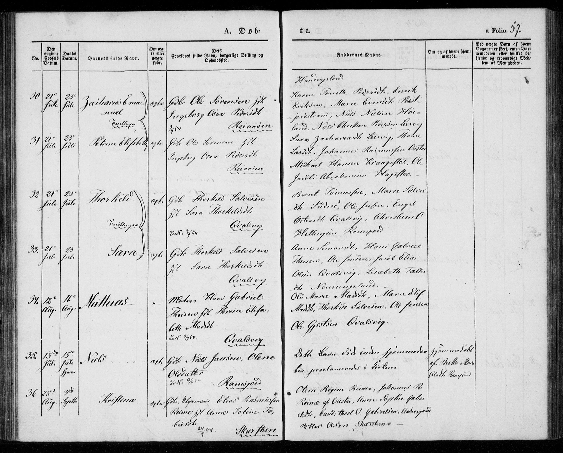 Lyngdal sokneprestkontor, AV/SAK-1111-0029/F/Fa/Faa/L0001: Parish register (official) no. A 1, 1837-1857, p. 57