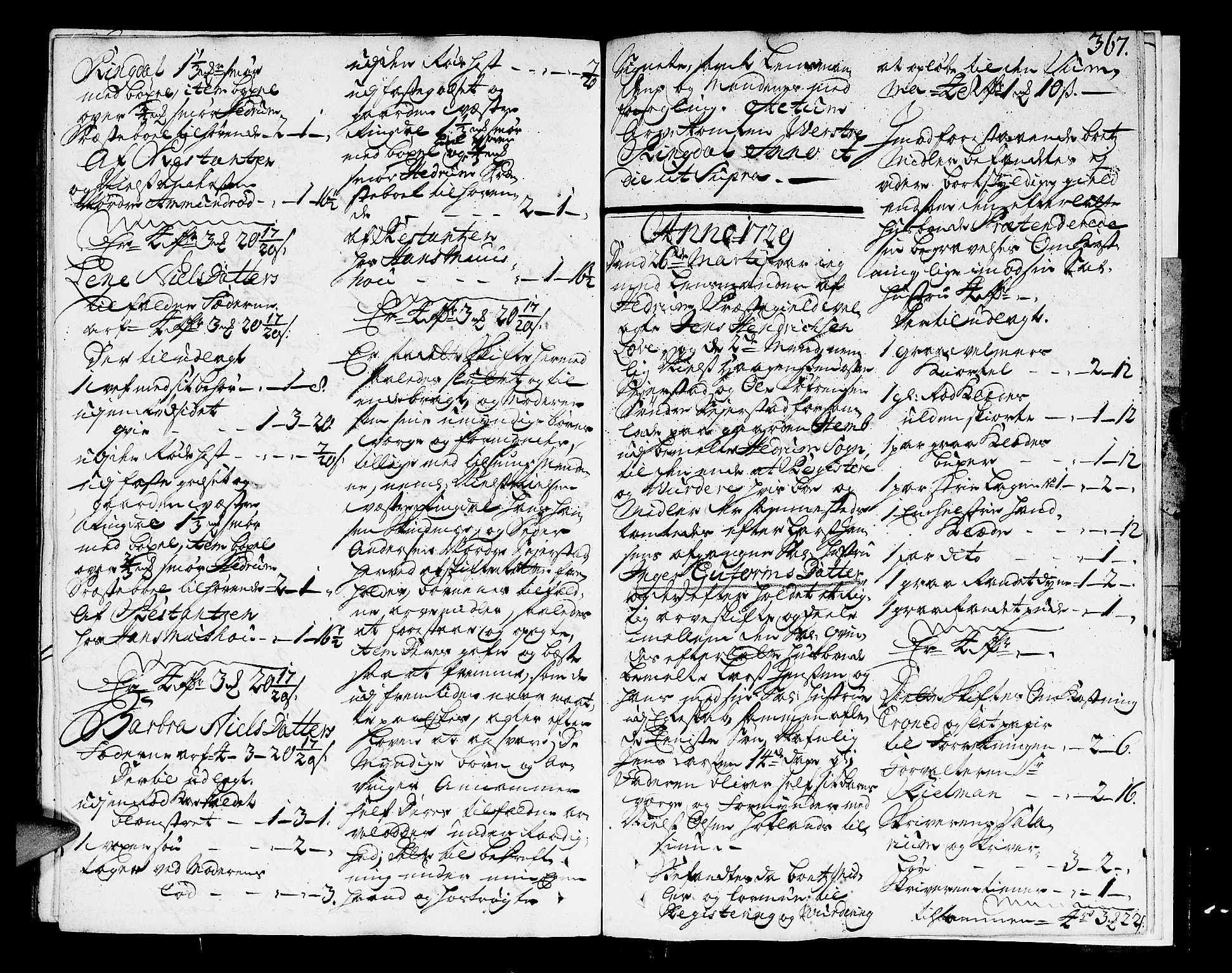 Larvik sorenskriveri, AV/SAKO-A-83/H/Hd/Hda/L0007a: Skifteprotokoll, 1720-1729, p. 366b-367a