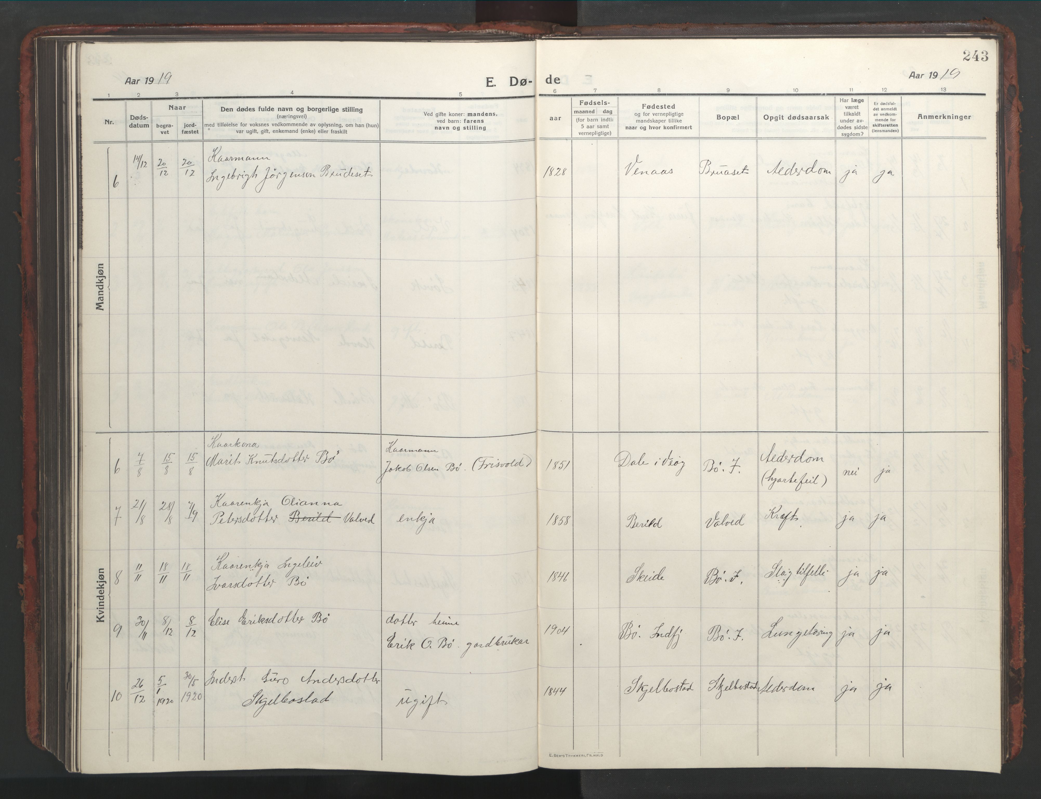 Ministerialprotokoller, klokkerbøker og fødselsregistre - Møre og Romsdal, AV/SAT-A-1454/543/L0565: Parish register (copy) no. 543C03, 1916-1955, p. 243