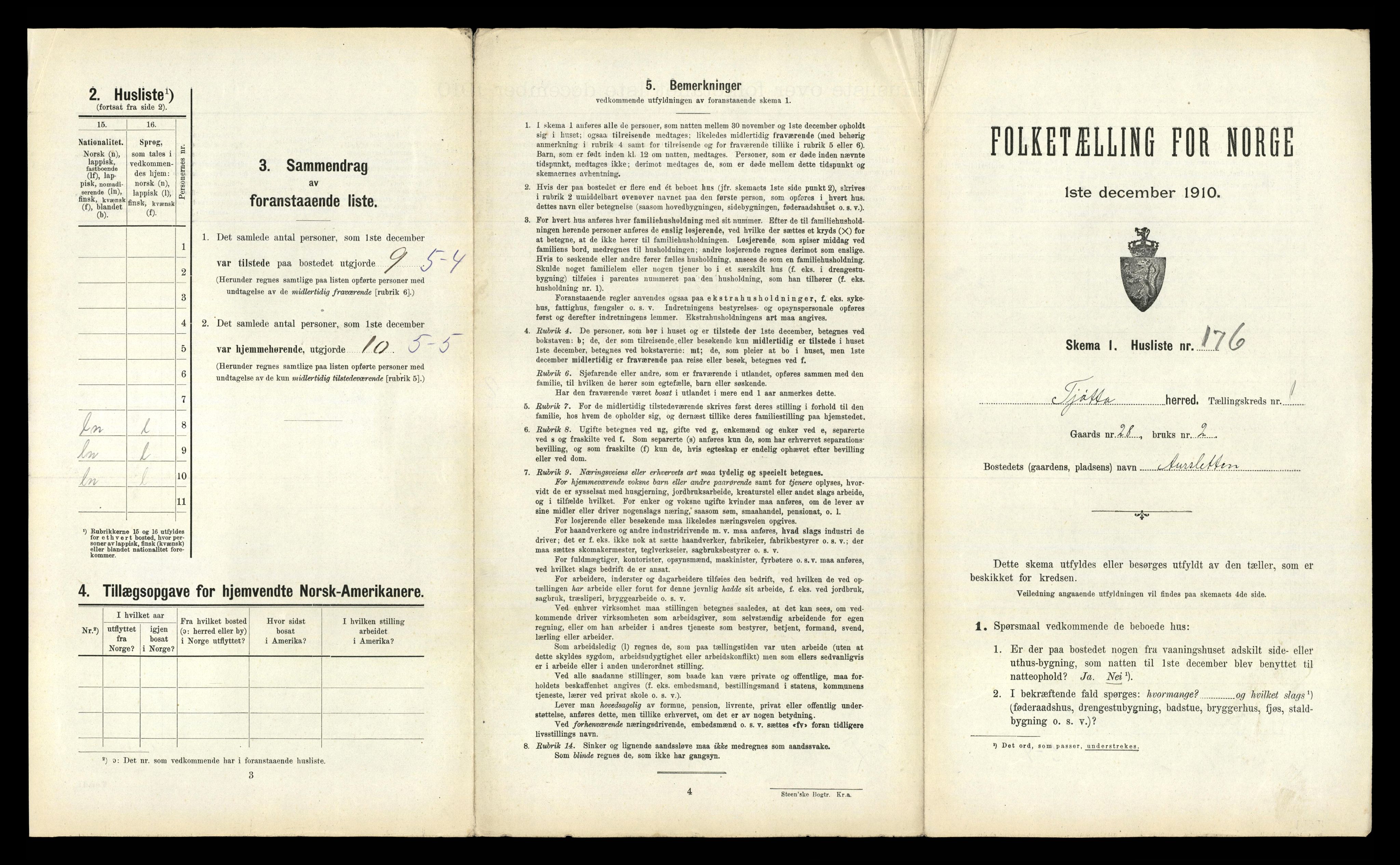 RA, 1910 census for Tjøtta, 1910, p. 381