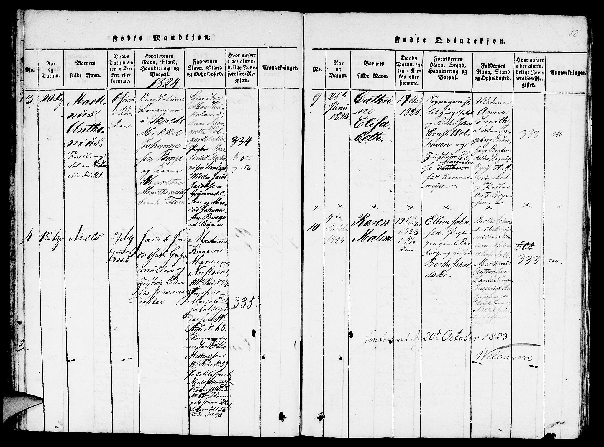 St. Jørgens hospital og Årstad sokneprestembete, AV/SAB-A-99934: Parish register (copy) no. A 1, 1816-1843, p. 18