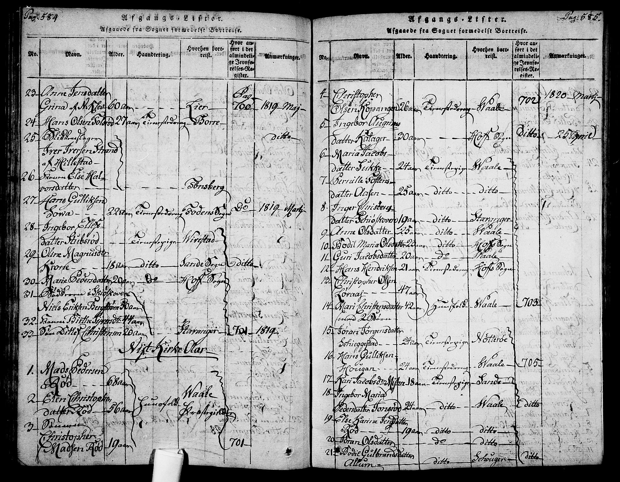 Botne kirkebøker, SAKO/A-340/F/Fa/L0005: Parish register (official) no. I 5, 1814-1836, p. 584-585