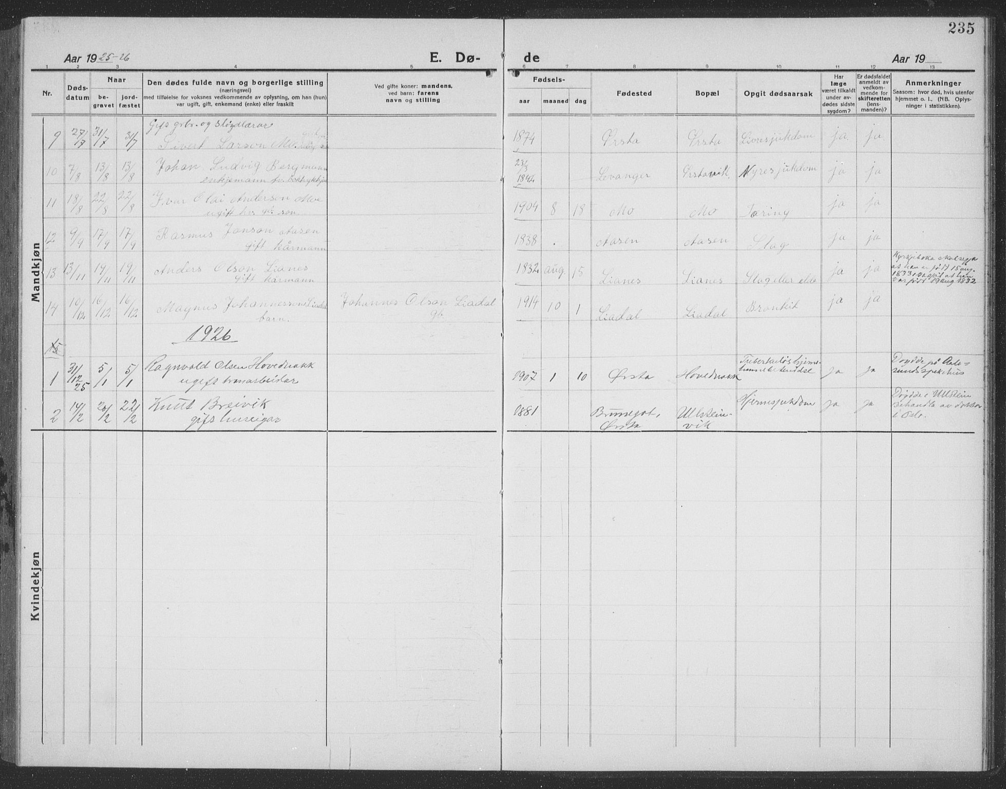 Ministerialprotokoller, klokkerbøker og fødselsregistre - Møre og Romsdal, AV/SAT-A-1454/513/L0191: Parish register (copy) no. 513C05, 1920-1941, p. 235