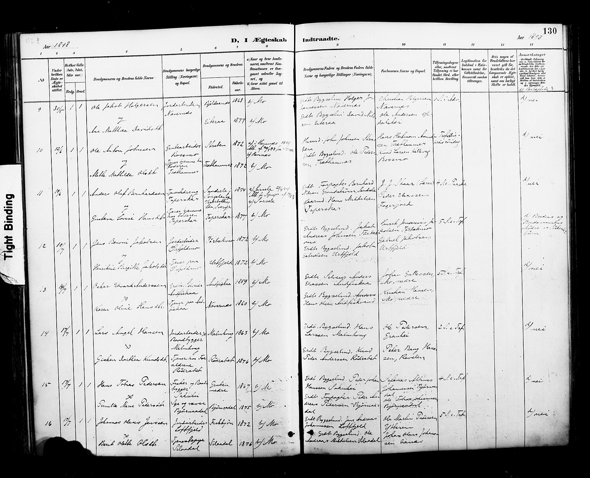 Ministerialprotokoller, klokkerbøker og fødselsregistre - Nordland, AV/SAT-A-1459/827/L0401: Parish register (official) no. 827A13, 1887-1905, p. 130