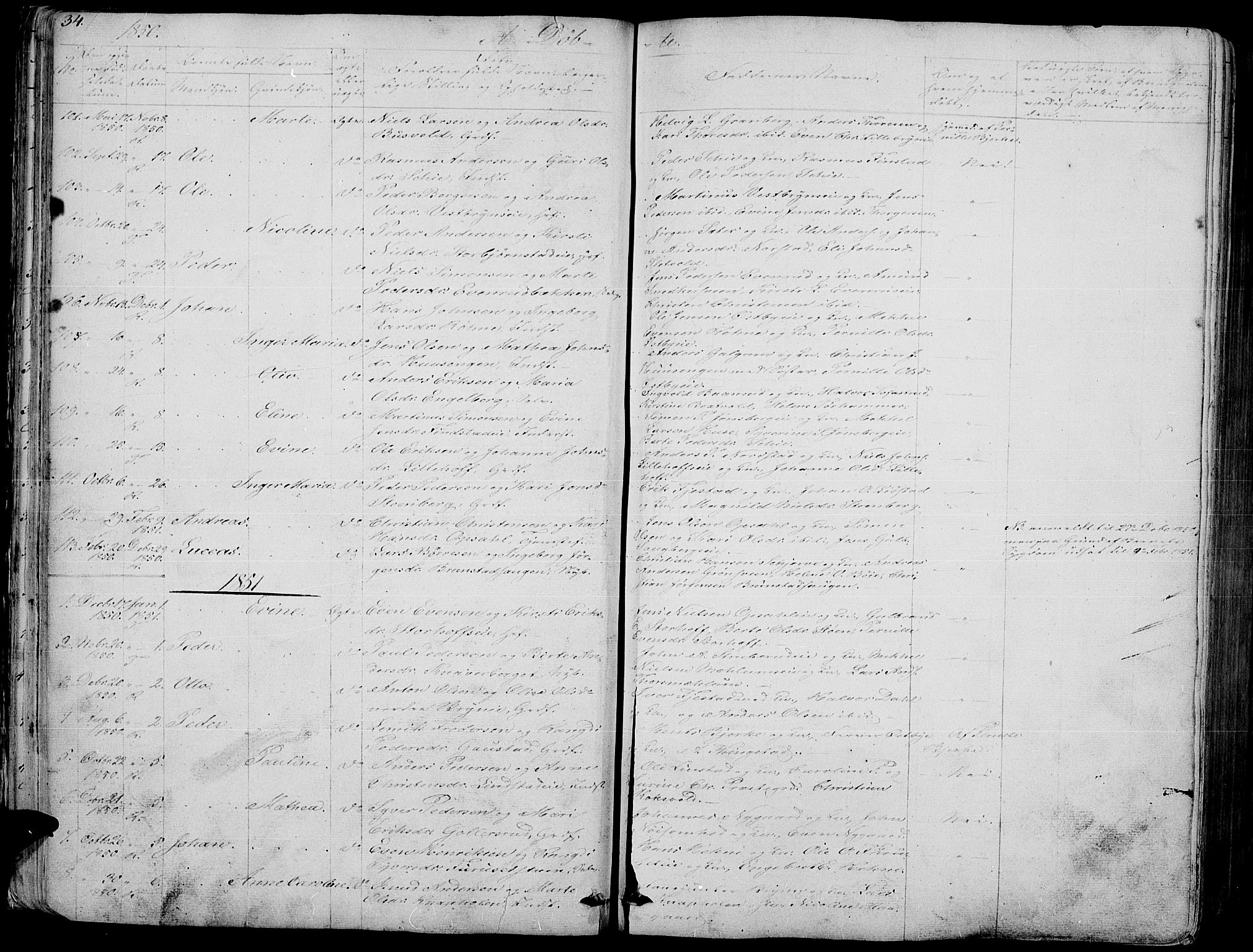 Romedal prestekontor, SAH/PREST-004/L/L0009: Parish register (copy) no. 9, 1846-1866, p. 34