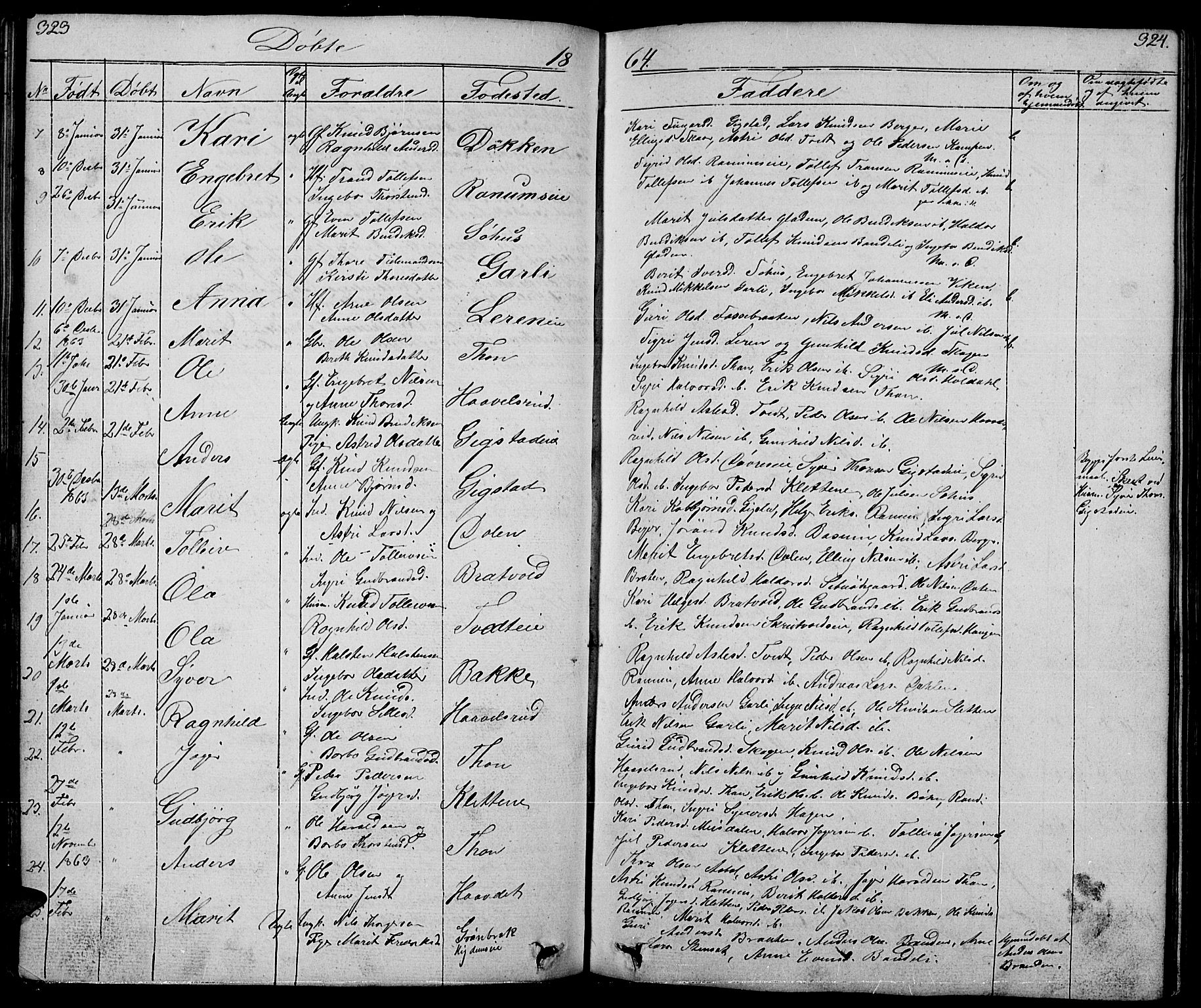 Nord-Aurdal prestekontor, AV/SAH-PREST-132/H/Ha/Hab/L0001: Parish register (copy) no. 1, 1834-1887, p. 323-324