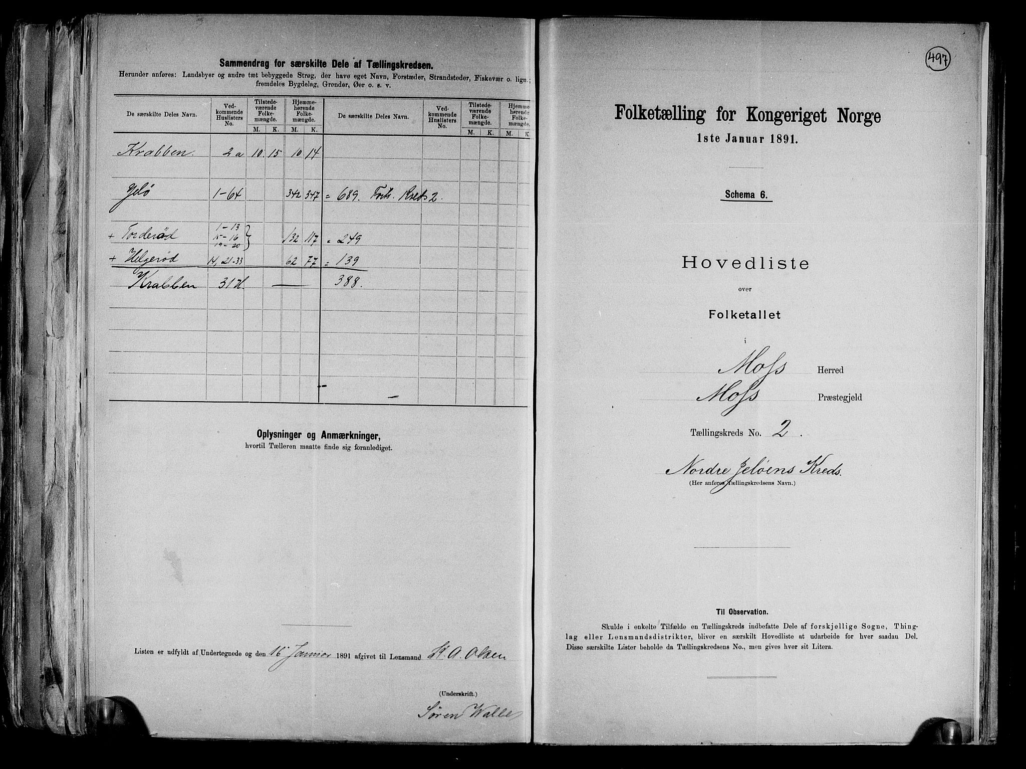 RA, 1891 Census for 0194 Moss, 1891, p. 6