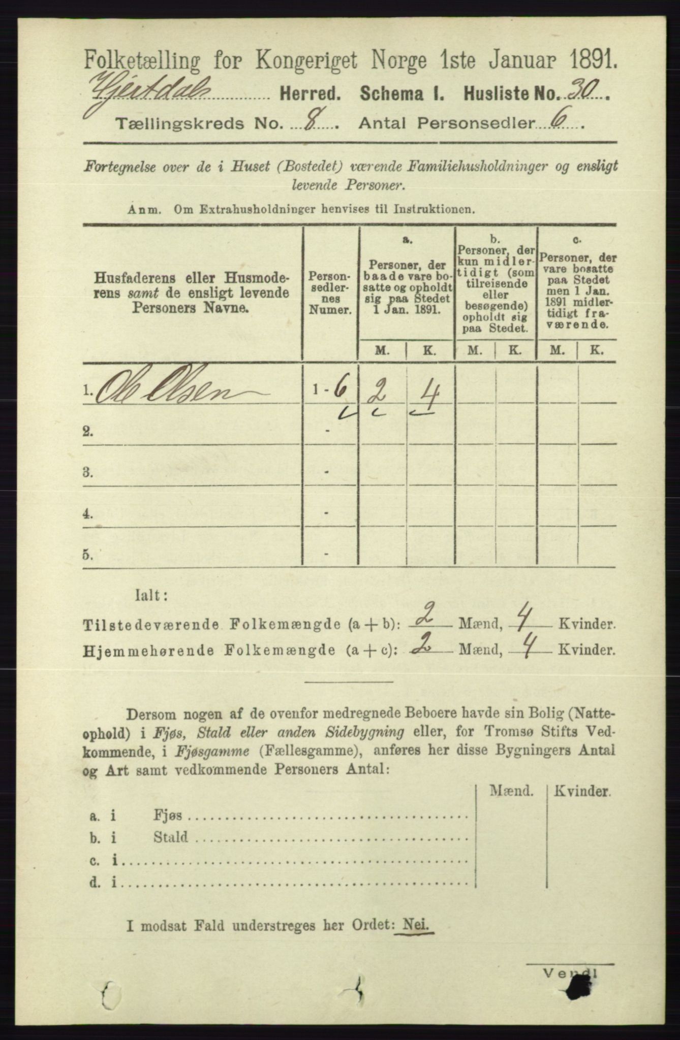 RA, 1891 census for 0827 Hjartdal, 1891, p. 2800