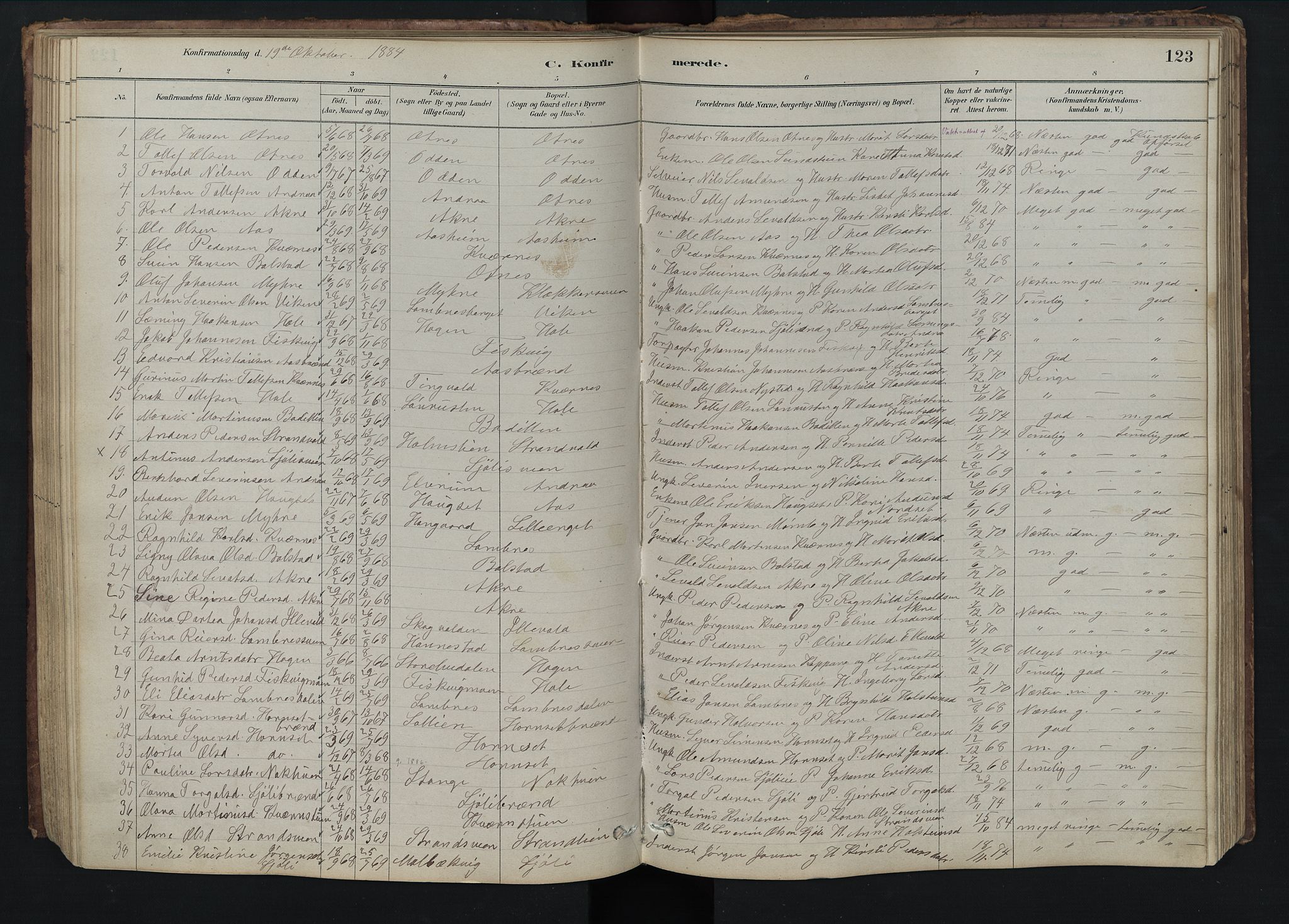 Rendalen prestekontor, SAH/PREST-054/H/Ha/Hab/L0009: Parish register (copy) no. 9, 1879-1902, p. 123