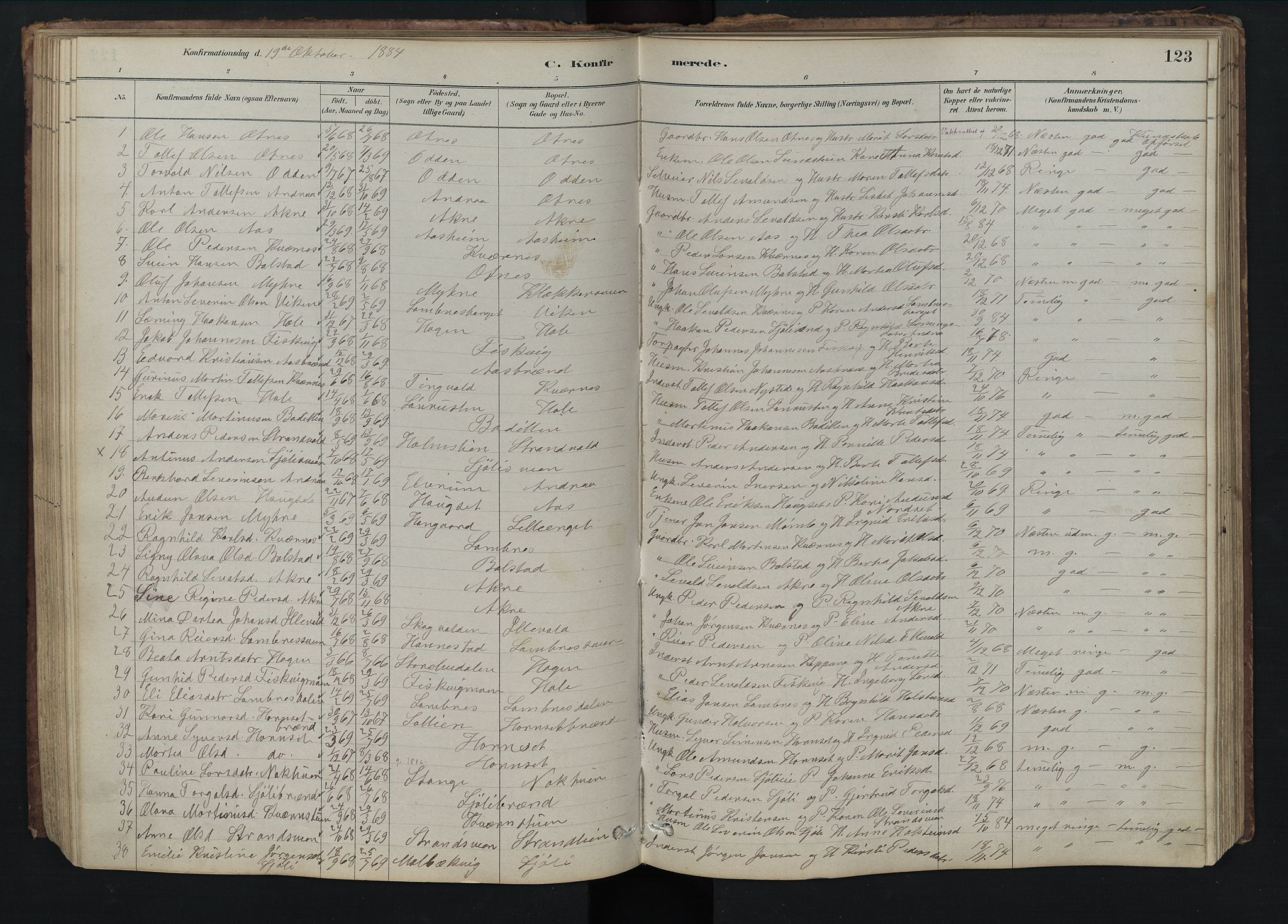 Rendalen prestekontor, AV/SAH-PREST-054/H/Ha/Hab/L0009: Parish register (copy) no. 9, 1879-1902, p. 123