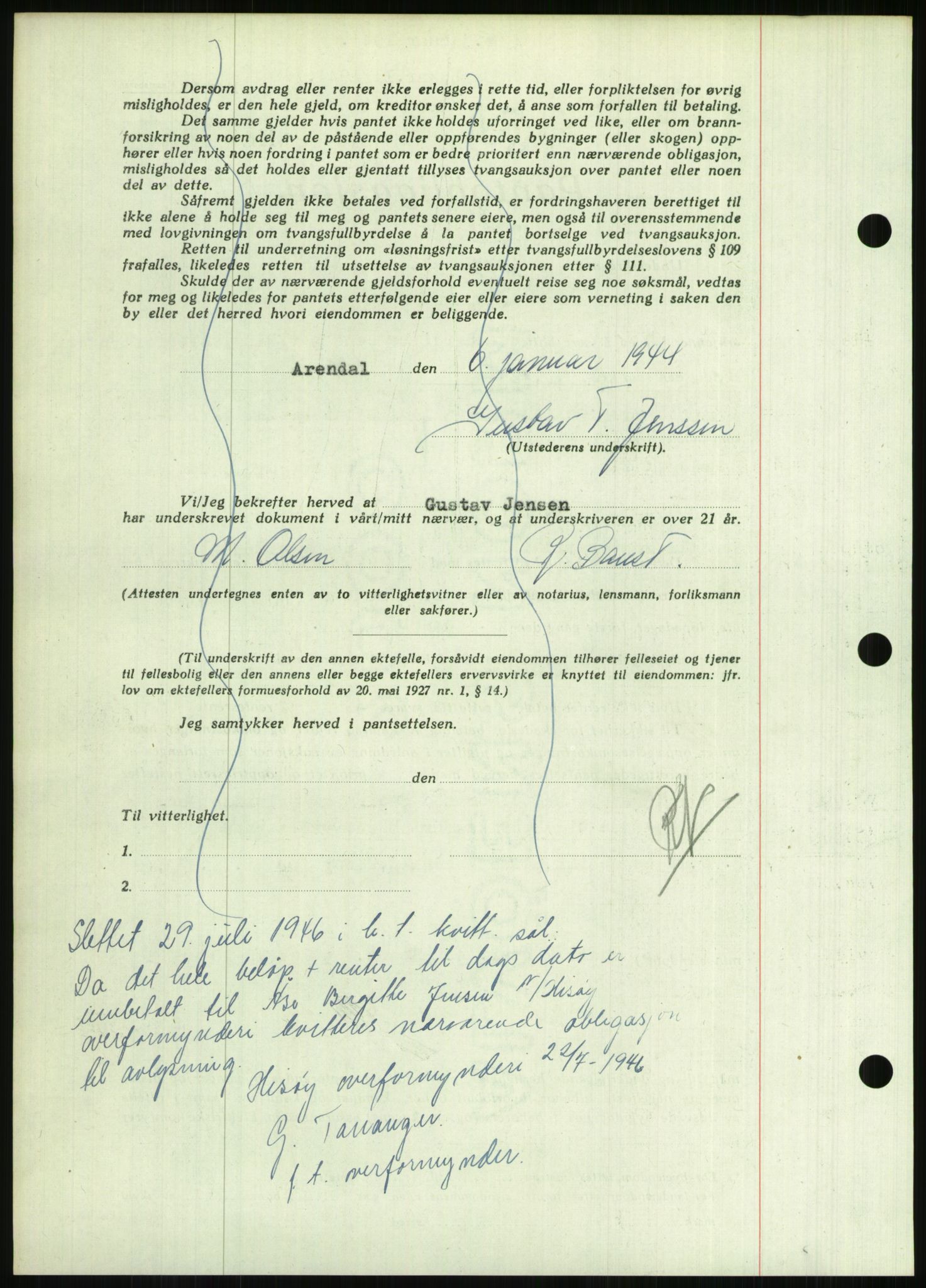 Nedenes sorenskriveri, AV/SAK-1221-0006/G/Gb/Gbb/L0002: Mortgage book no. II, 1942-1945, Diary no: : 11/1944