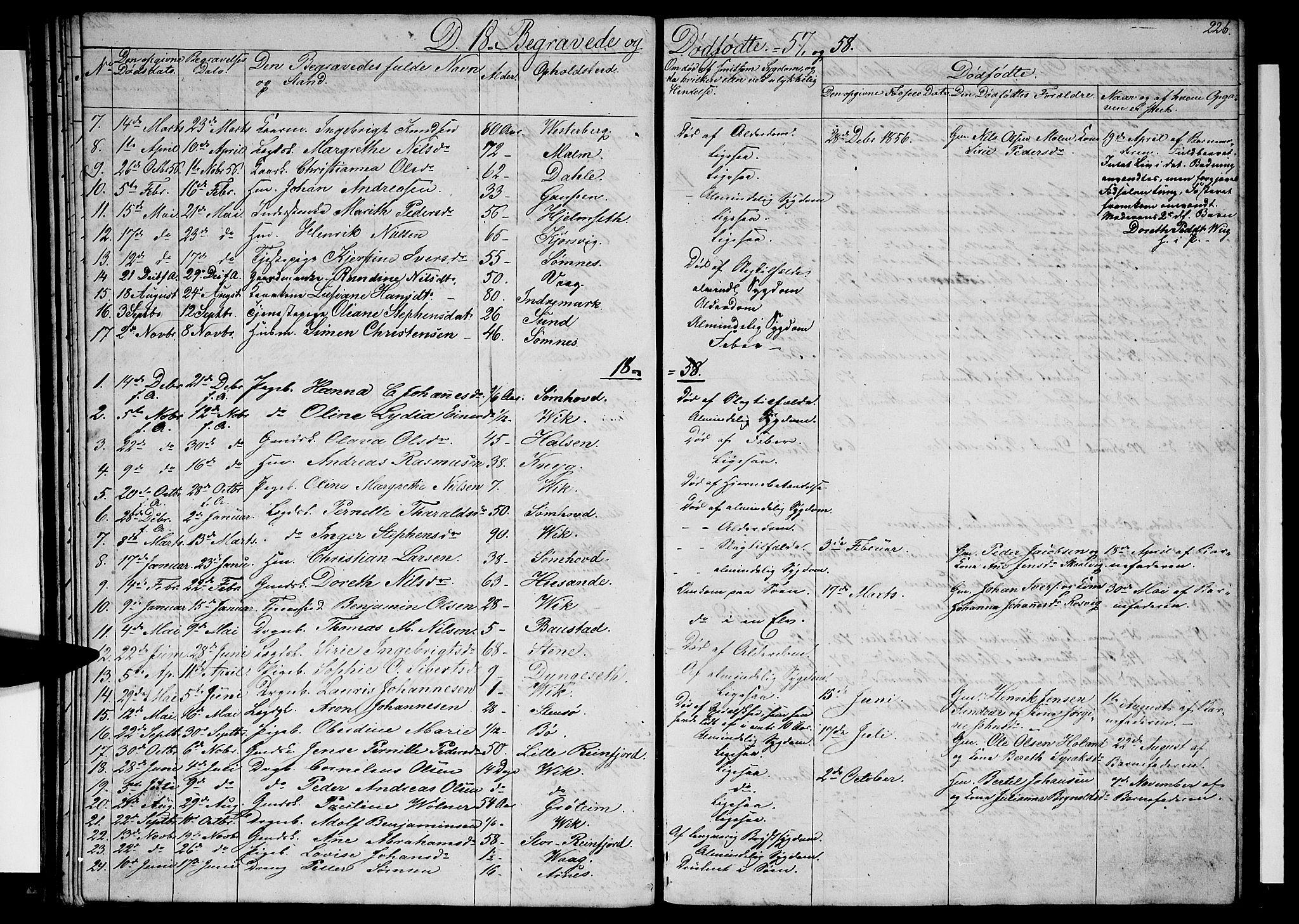 Ministerialprotokoller, klokkerbøker og fødselsregistre - Nordland, SAT/A-1459/812/L0187: Parish register (copy) no. 812C05, 1850-1883, p. 226