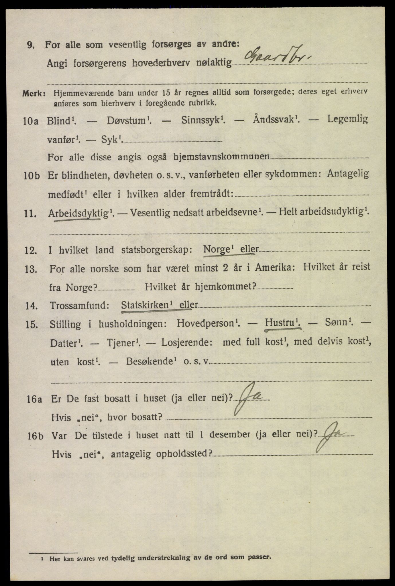 SAK, 1920 census for Lyngdal, 1920, p. 4400