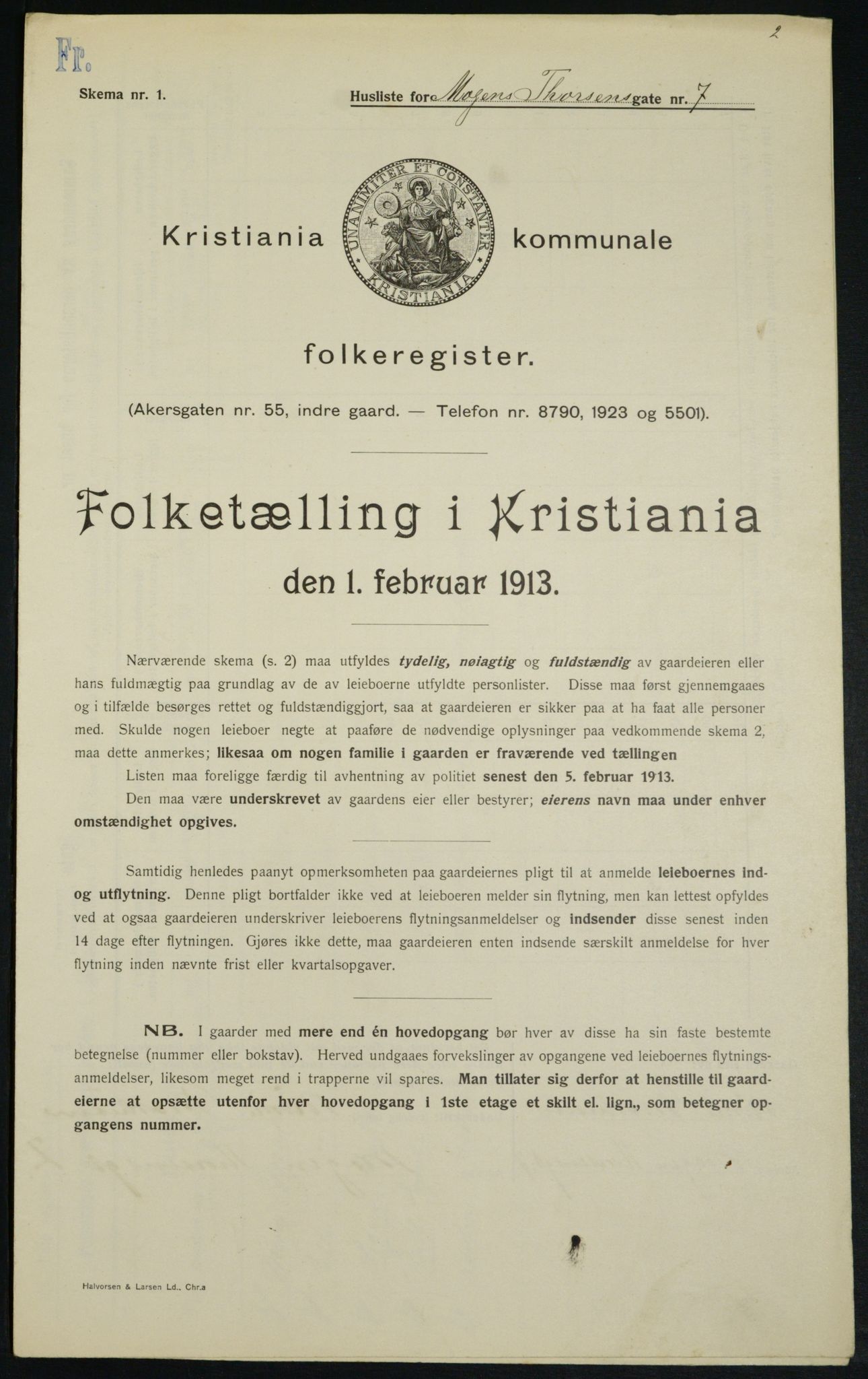 OBA, Municipal Census 1913 for Kristiania, 1913, p. 65523