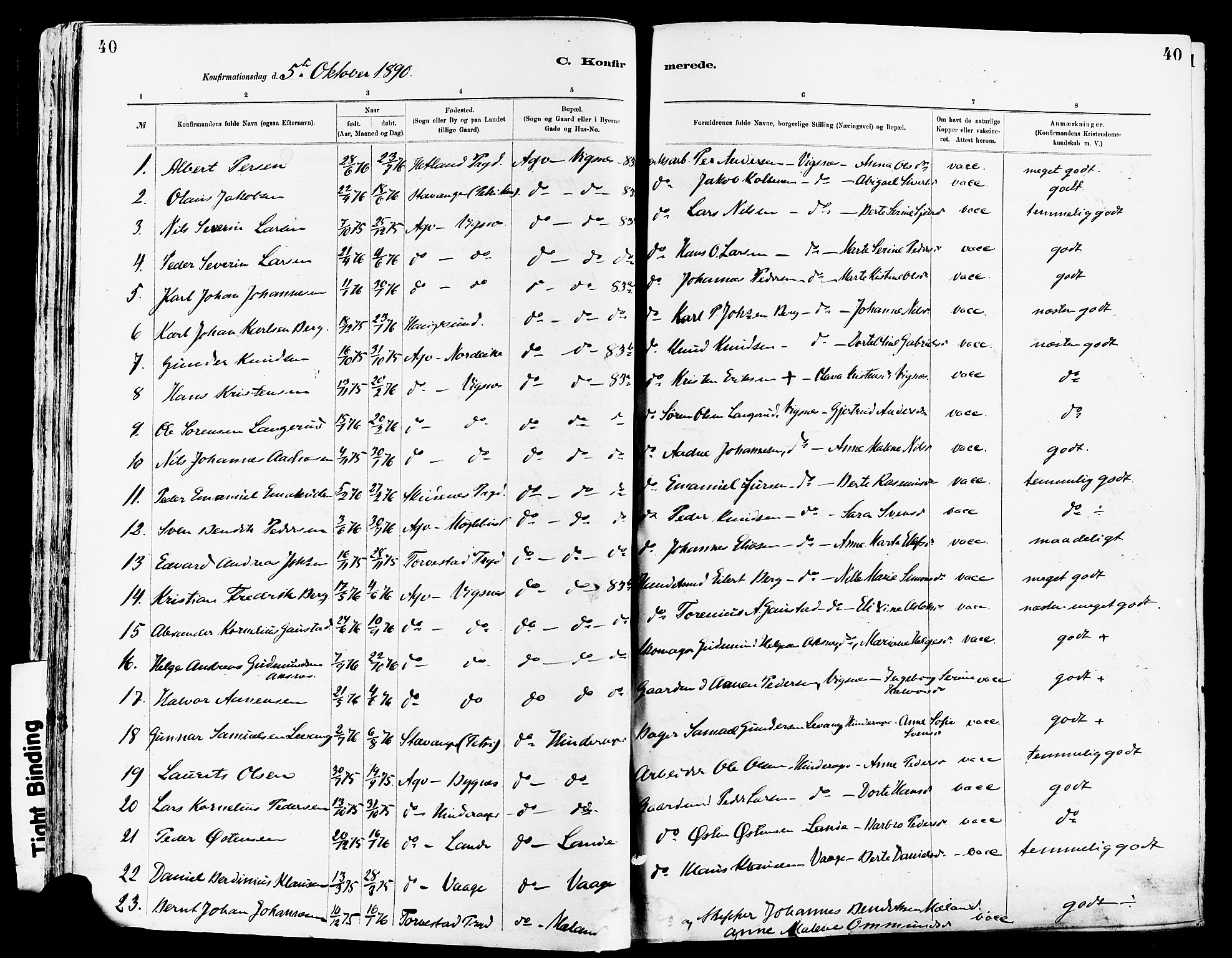 Avaldsnes sokneprestkontor, AV/SAST-A -101851/H/Ha/Haa/L0015: Parish register (official) no. A 15, 1880-1906, p. 40