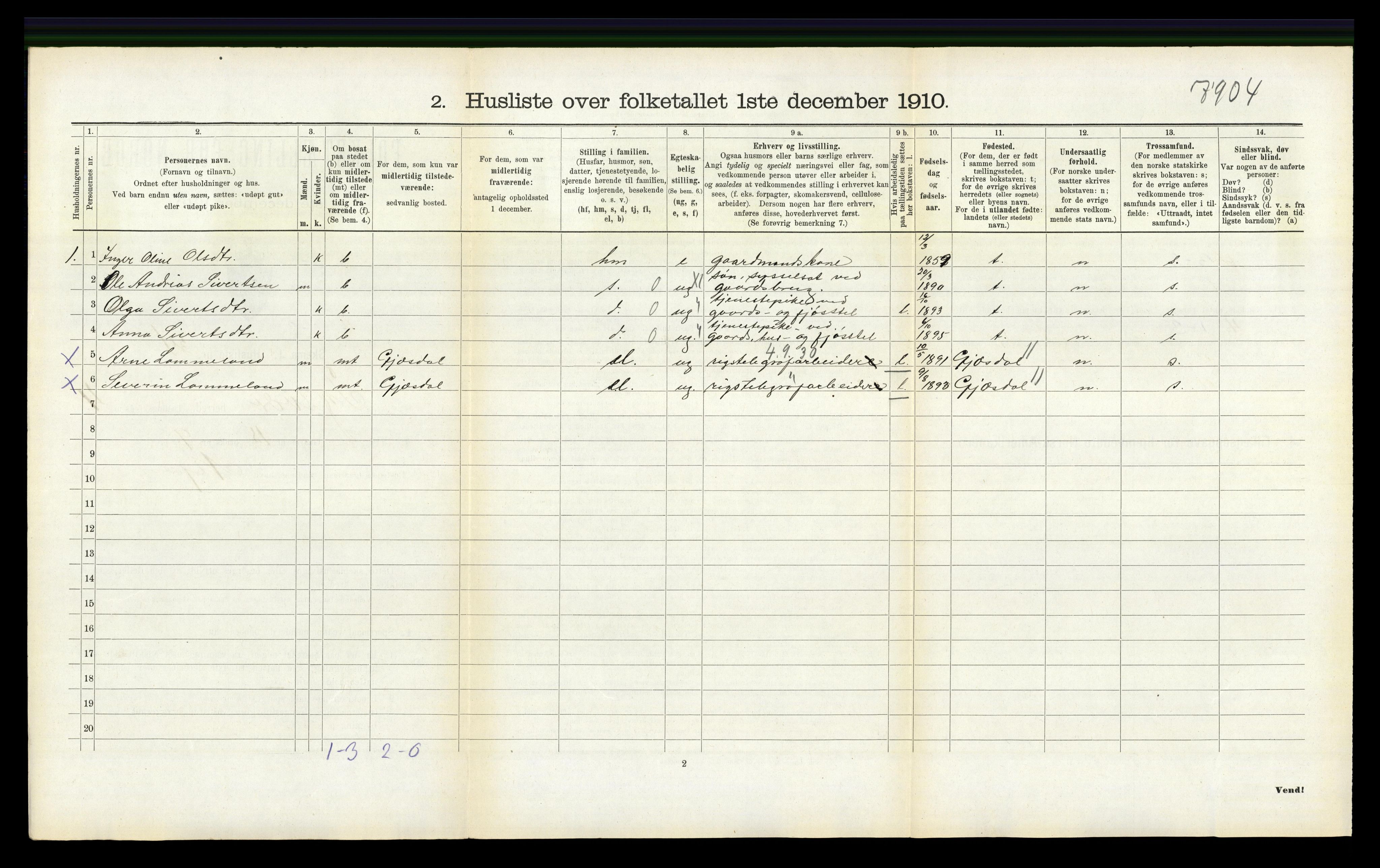 RA, 1910 census for Tysvær, 1910, p. 296